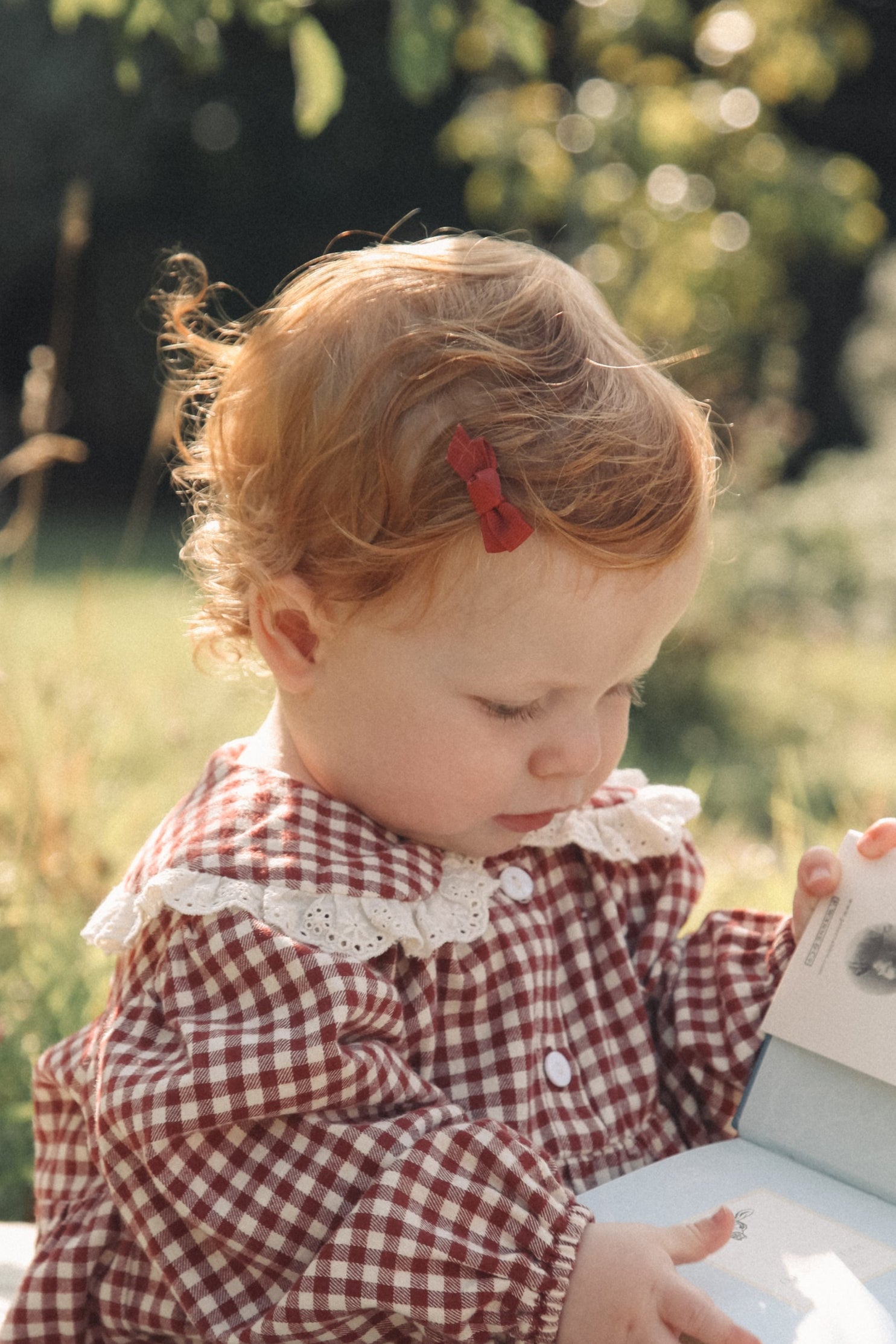 Dainty Mini Bow Clips in Berry Red
