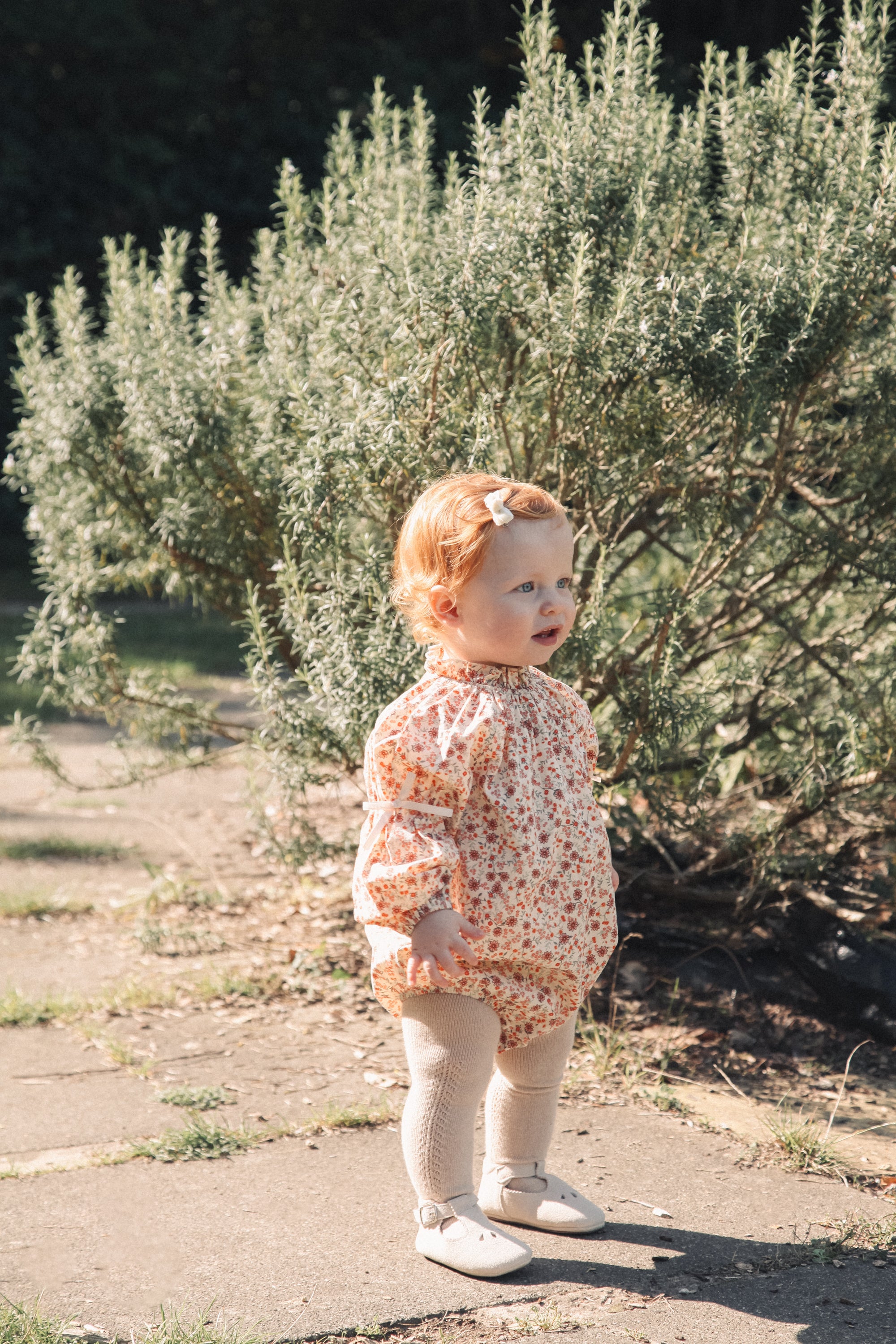 Autumn Floral/Bow Long Sleeve Romper