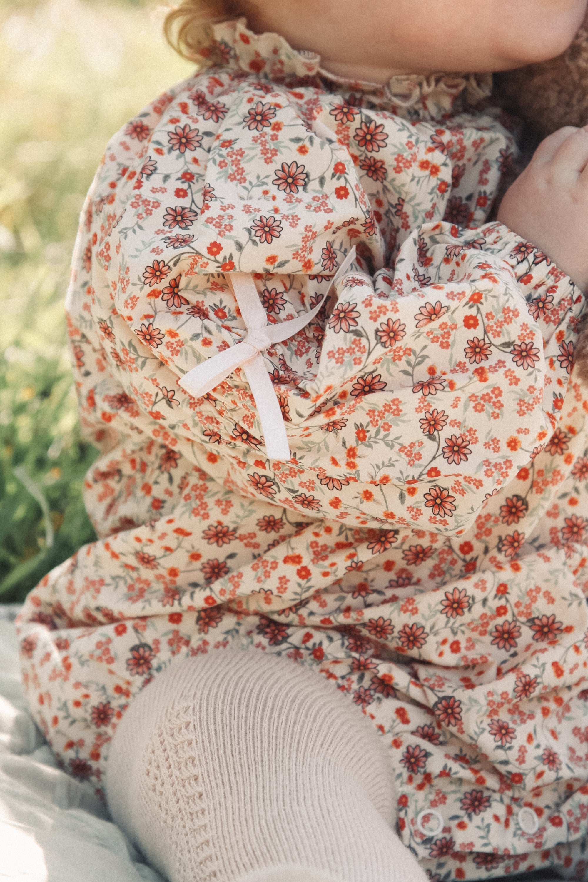 Autumn Floral/Bow Long Sleeve Romper