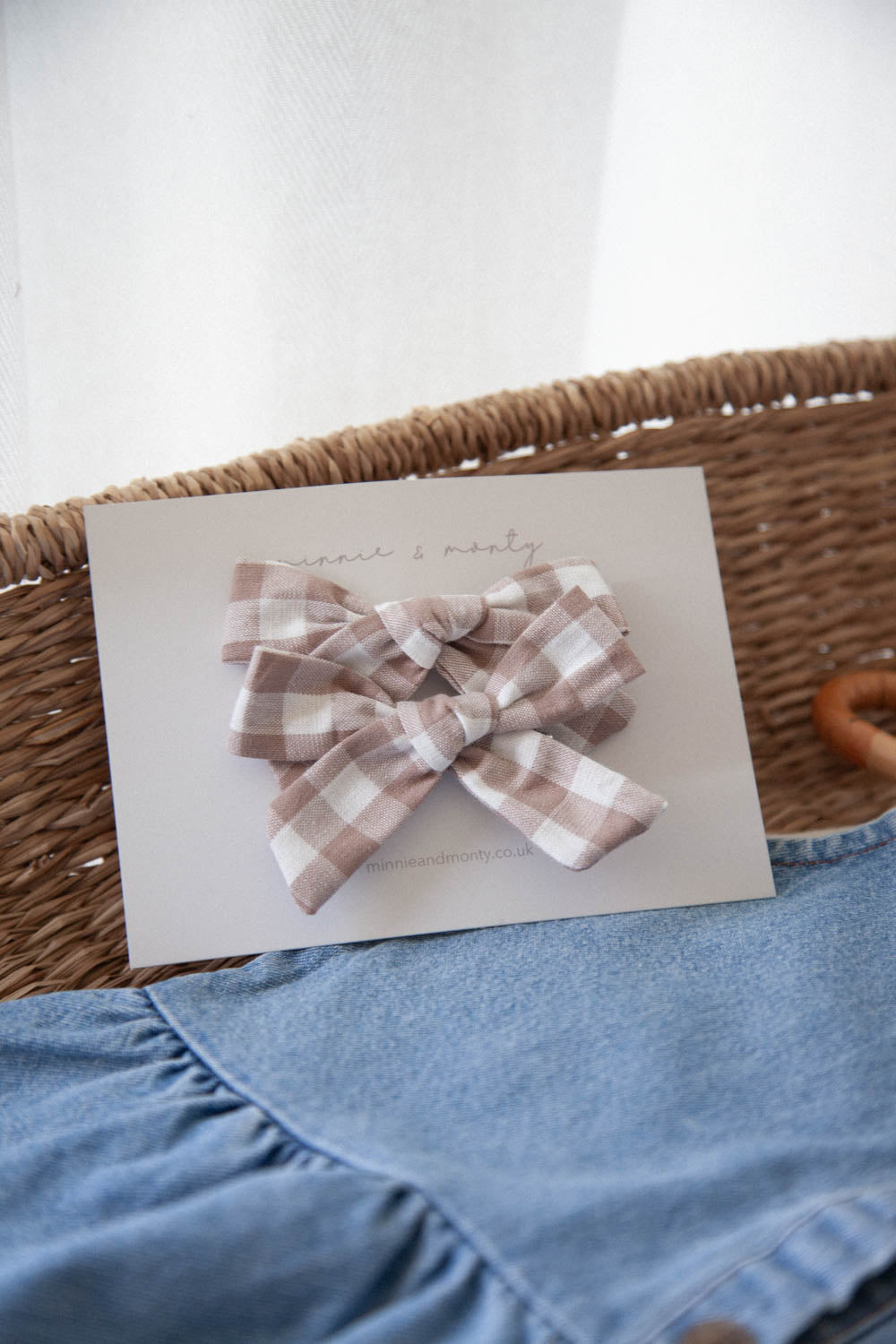 Brown Check Bows (2 pack)