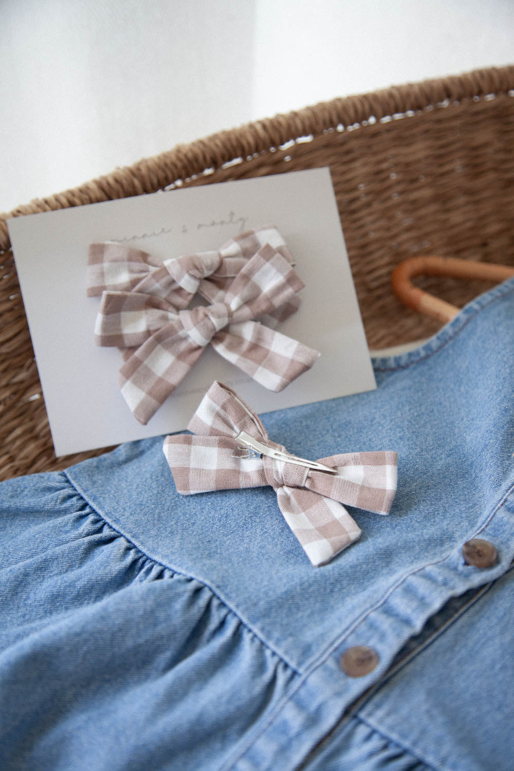 Brown Check Bows (2 pack)