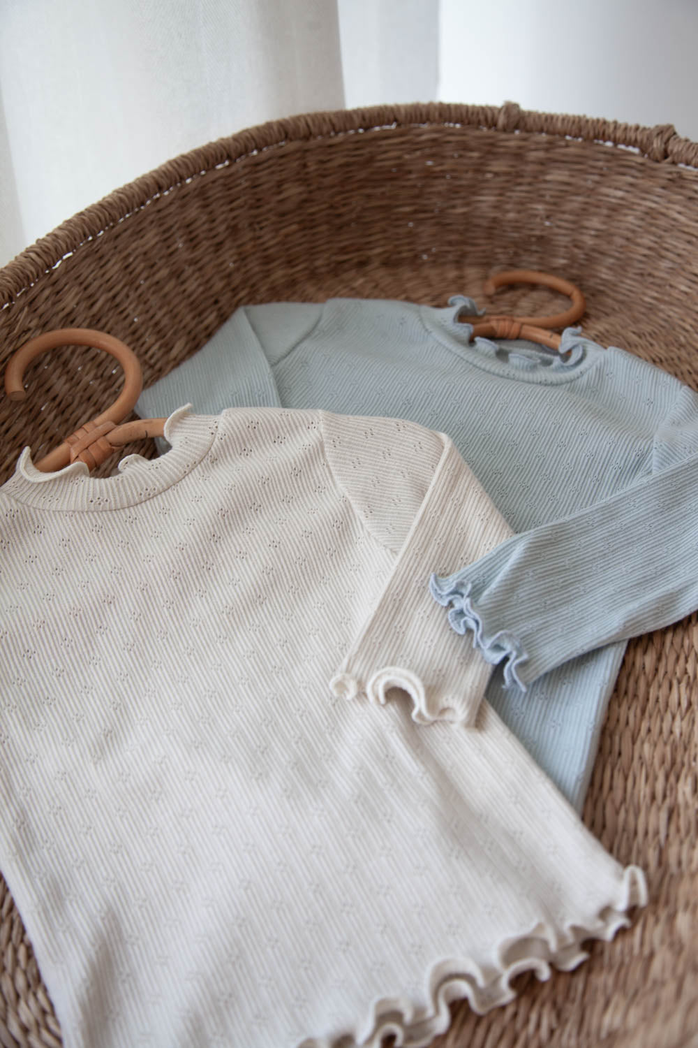Soft Cotton Pointelle Long Sleeve Top