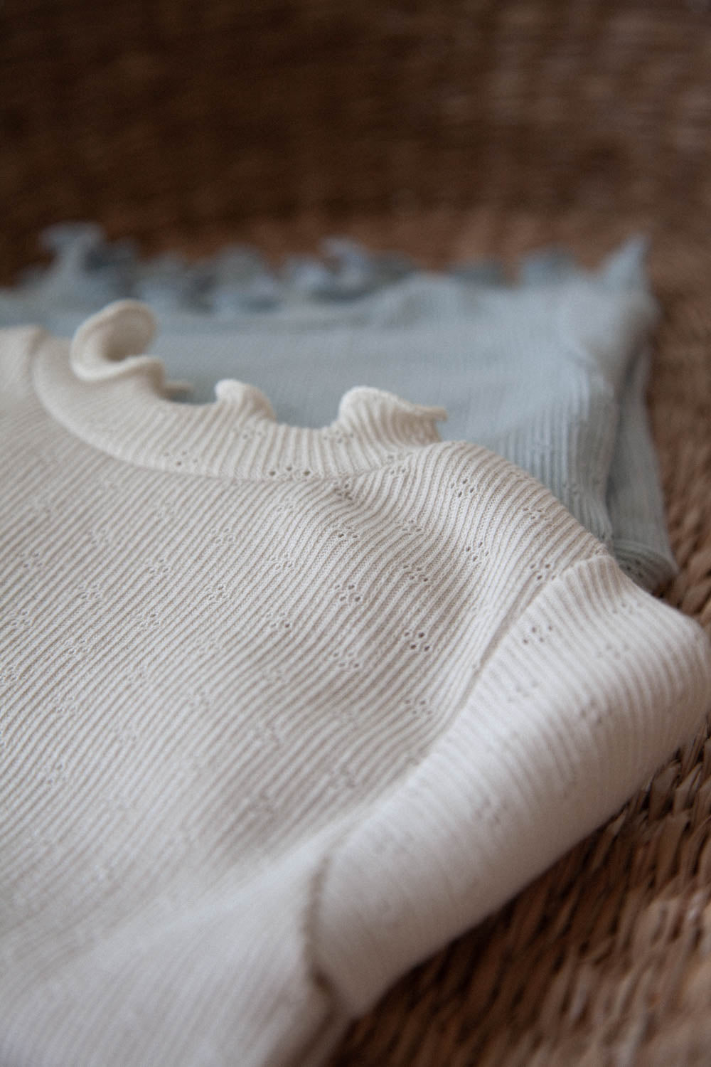 Light Cotton Pointelle Long Sleeve Top