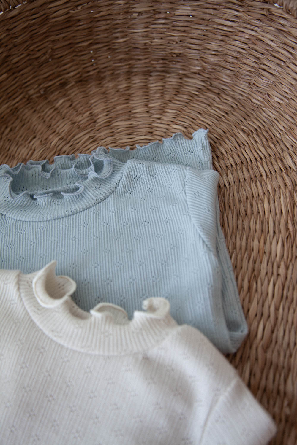 Soft Cotton Pointelle Long Sleeve Top