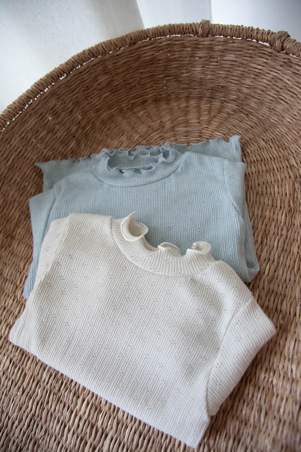Light Cotton Pointelle Long Sleeve Top