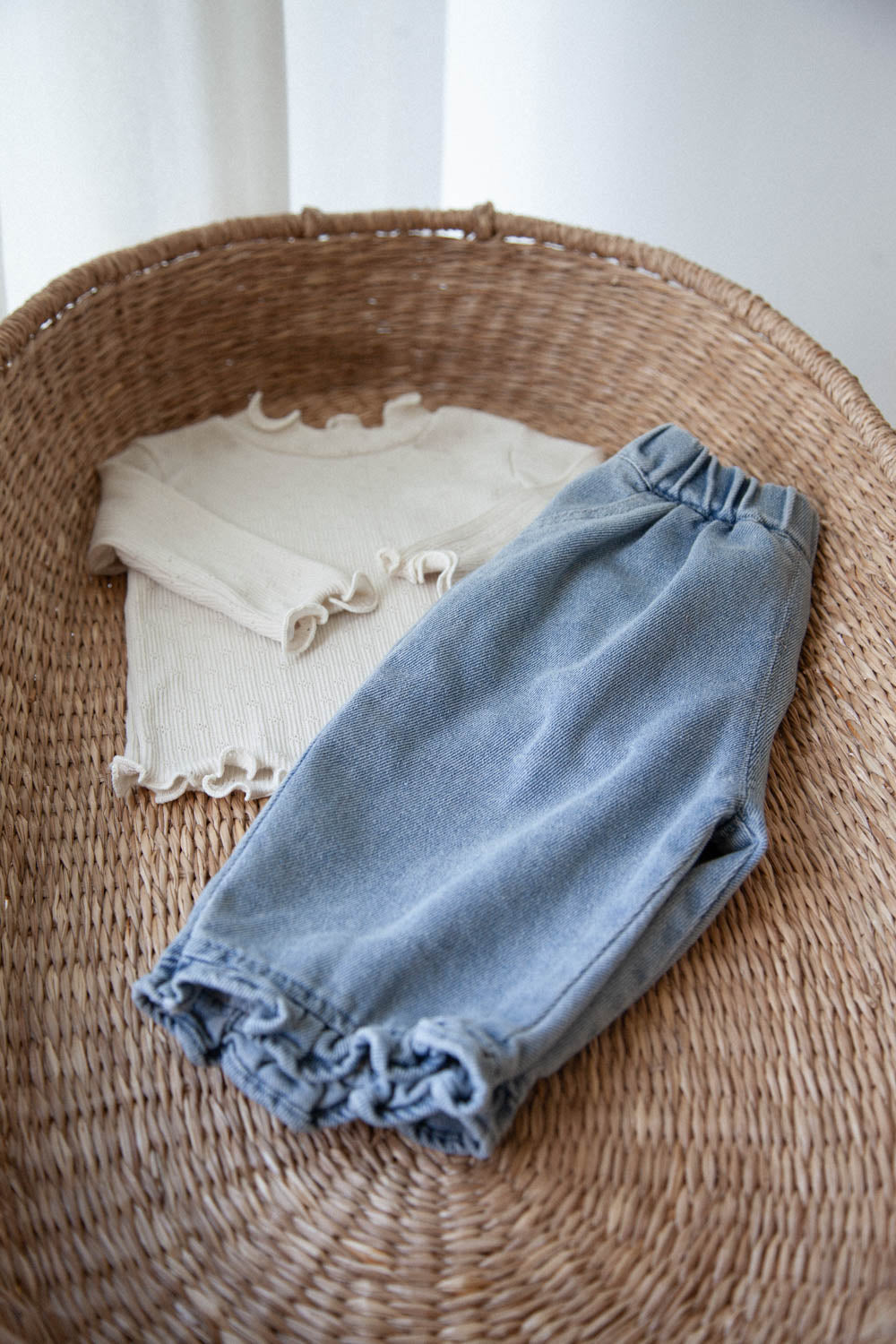 Denim Frill Hem Oversized Jeans
