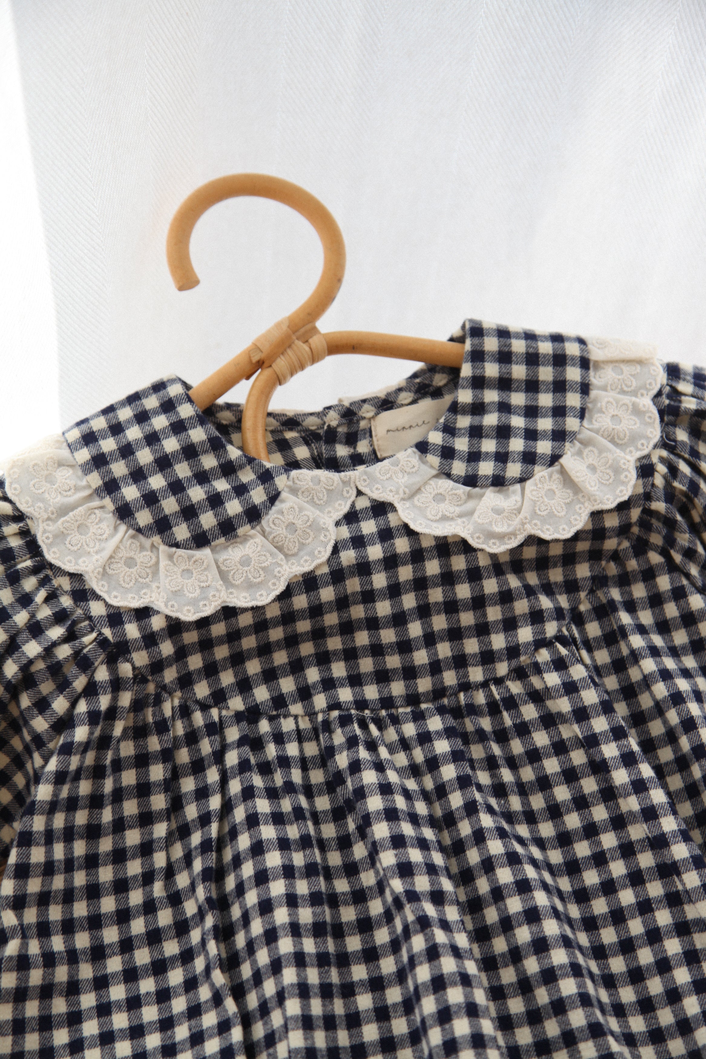 Navy/Gingham Frill Collar Romper