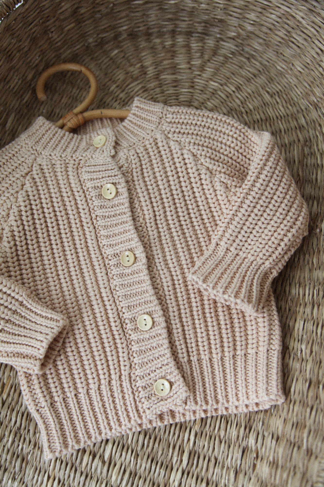 WHOLESALE Organic Cotton Chunky Knit Cardigan in Nude