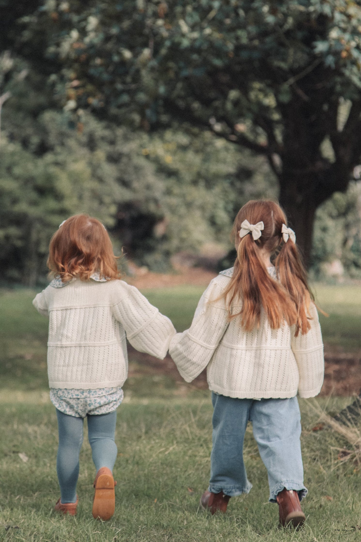 Cream Cotton Flare Sleeve Openwork Knit Jumper