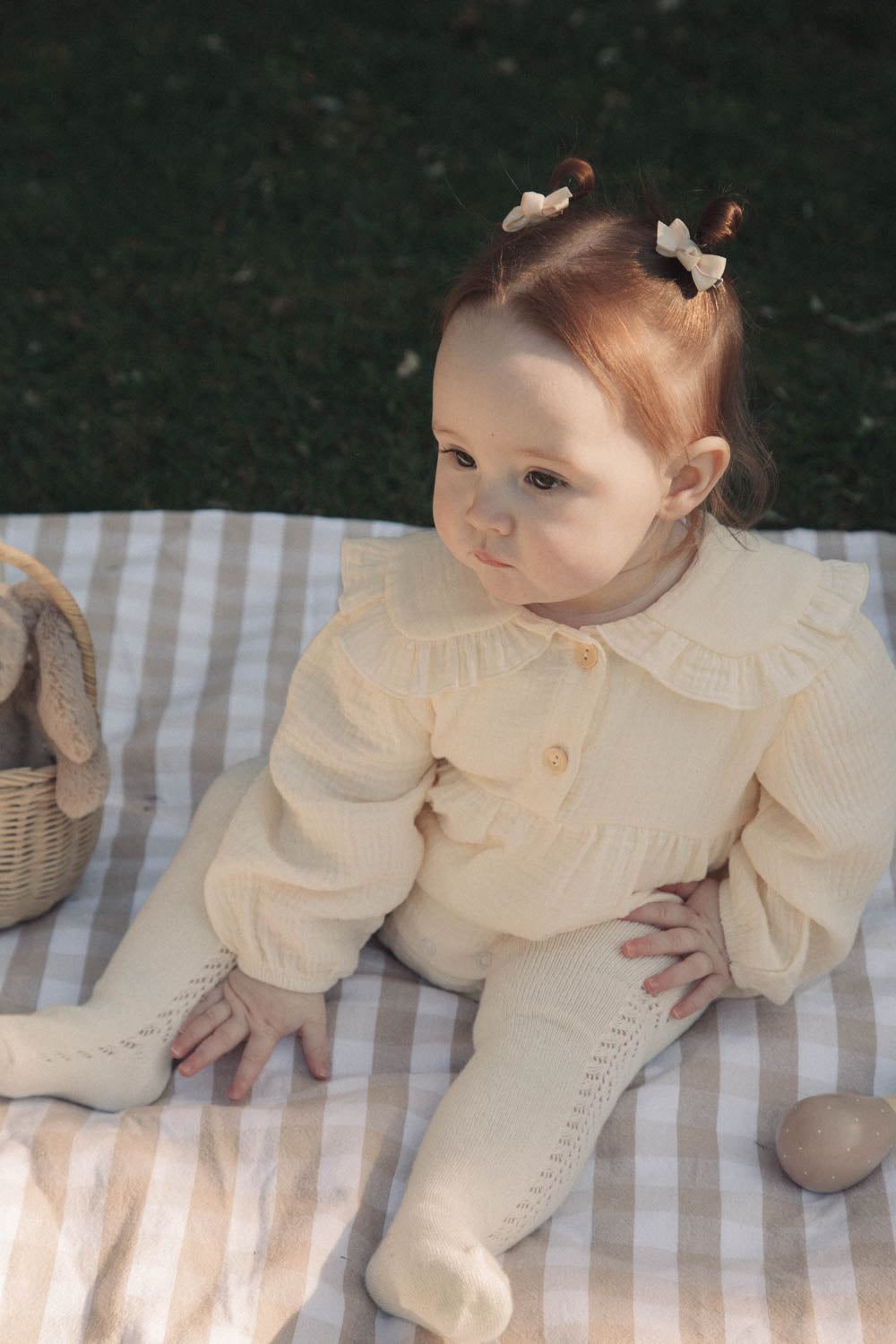 Buttermilk Frill Collar Muslin Romper
