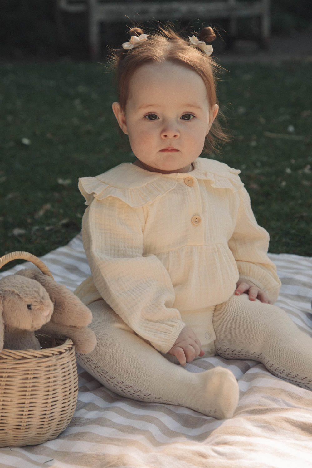 Buttermilk Frill Collar Muslin Romper