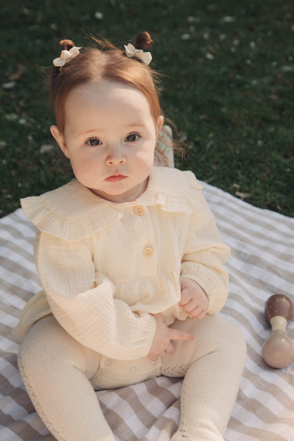 Buttermilk Frill Collar Muslin Romper