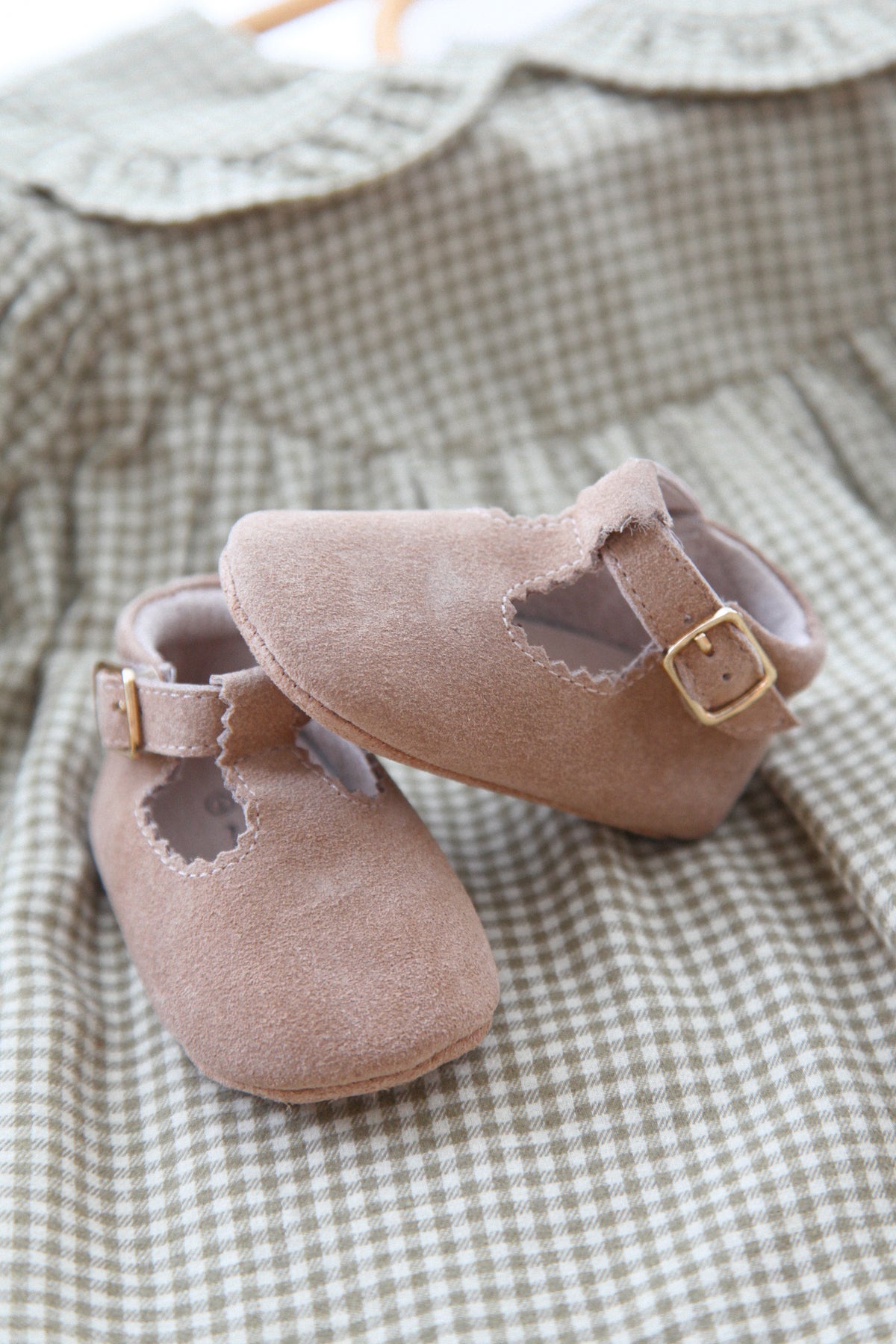 Camel Suede T-Bar Baby Shoes (& dust bag)