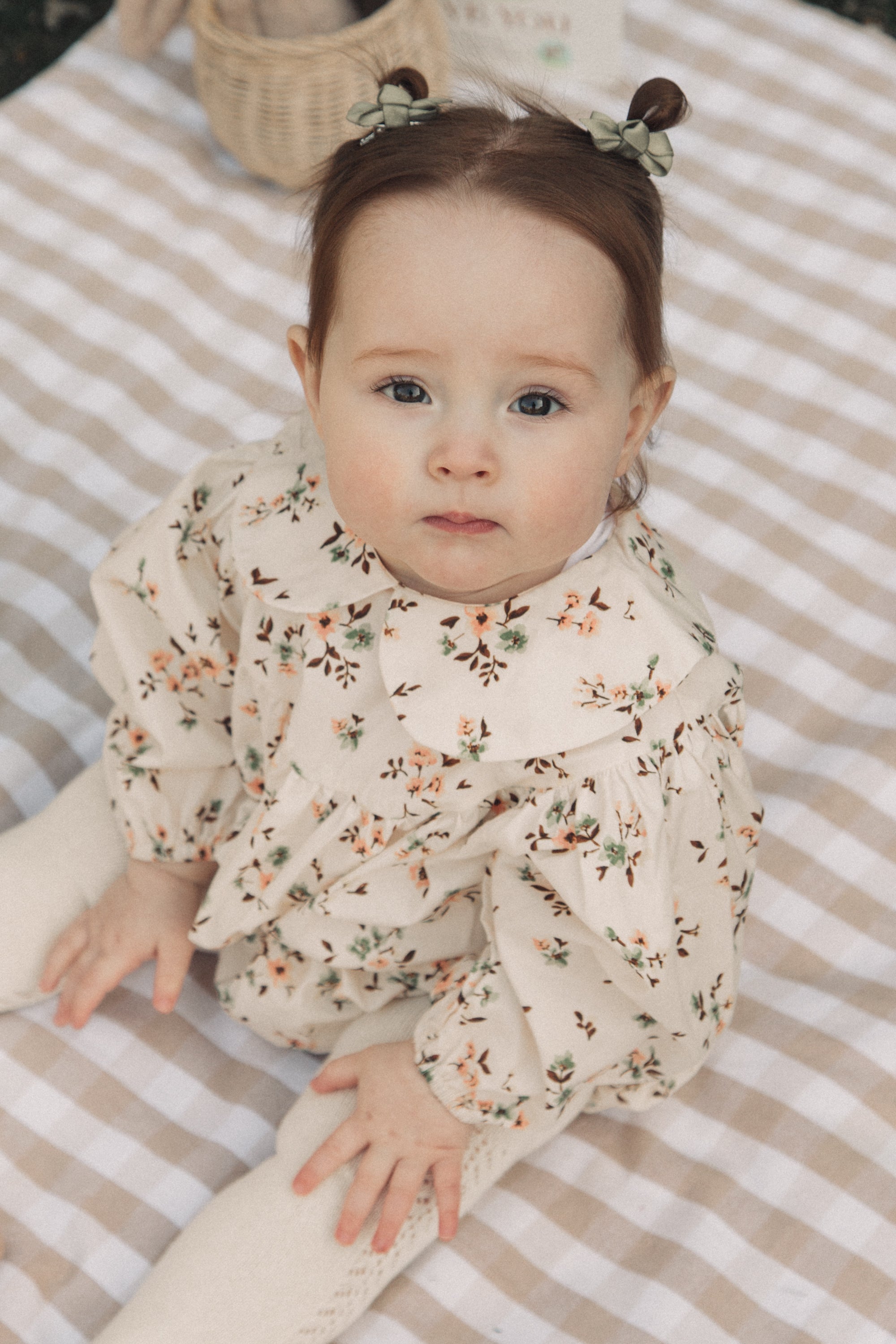 Mocha/Floral Long Sleeve Romper
