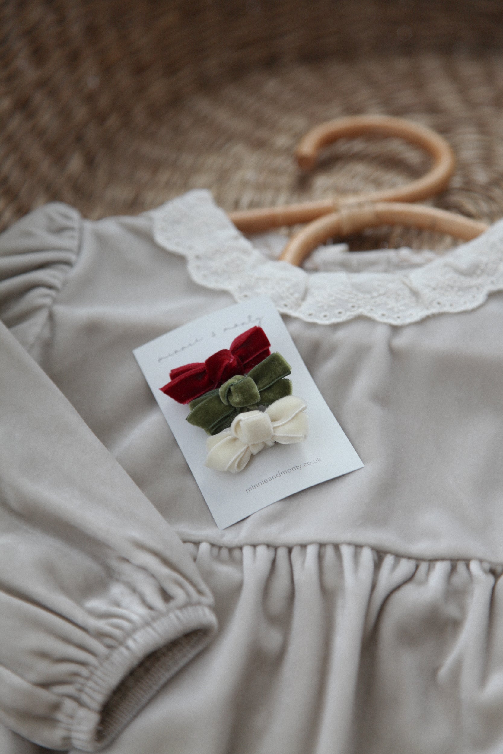 Dainty Mini Bow Clips - Velvet Trio