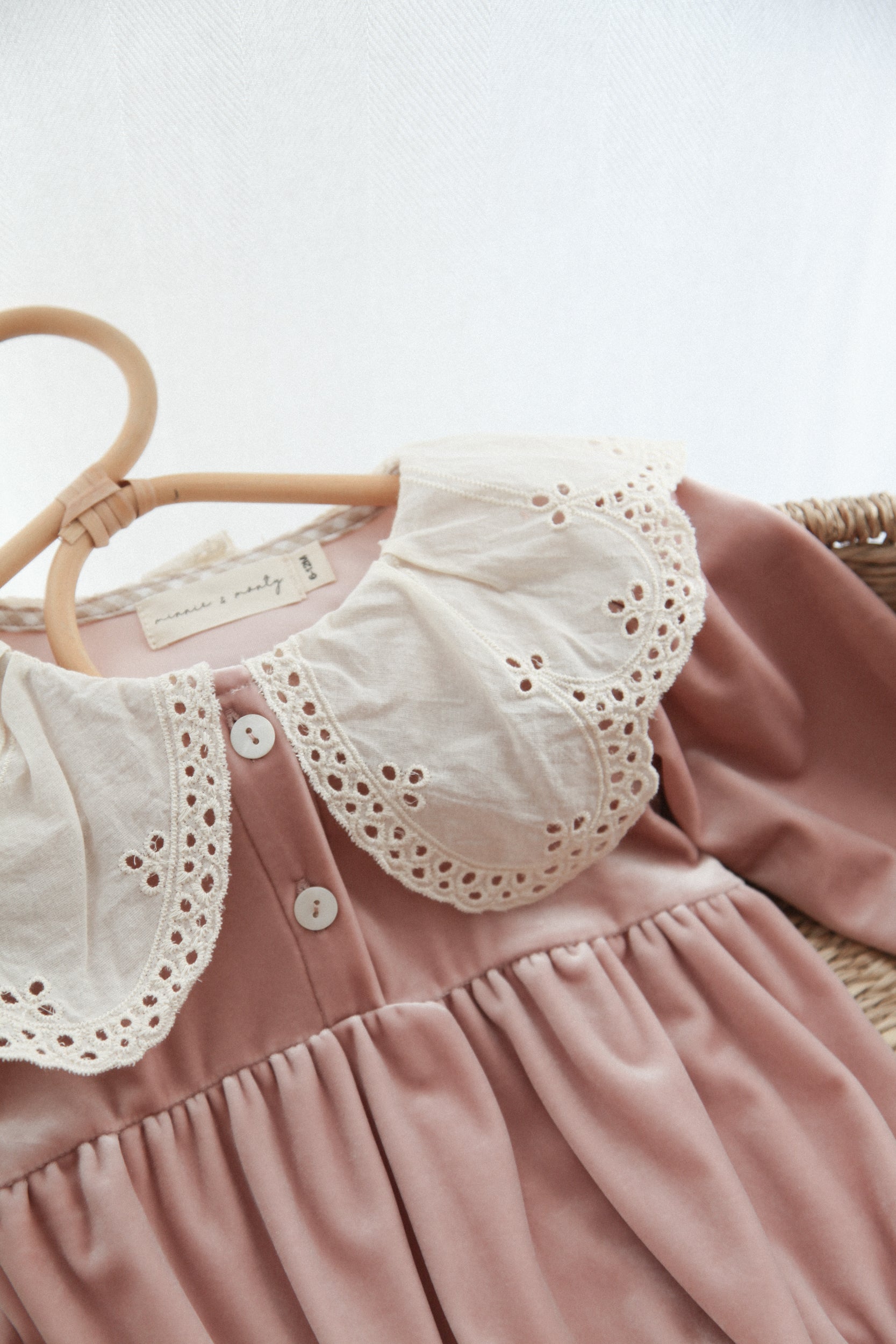 Dusky Pink/Velvet Petal Embroidered Collar Romper