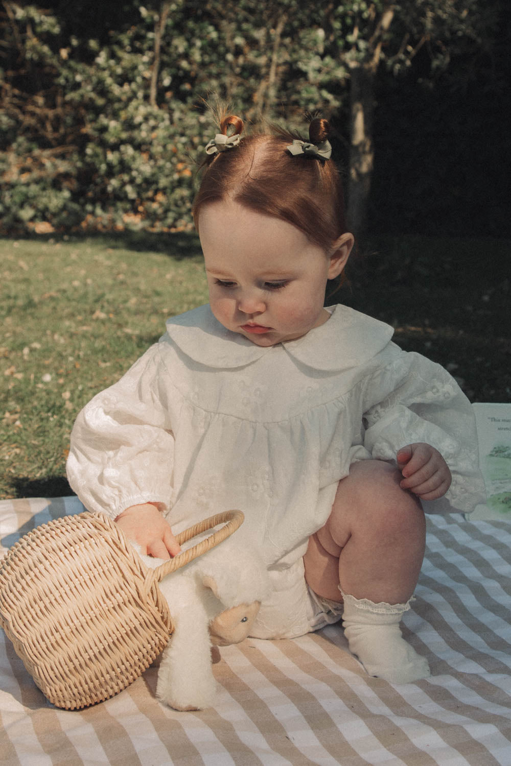 White/Embroidered Long Sleeve Romper