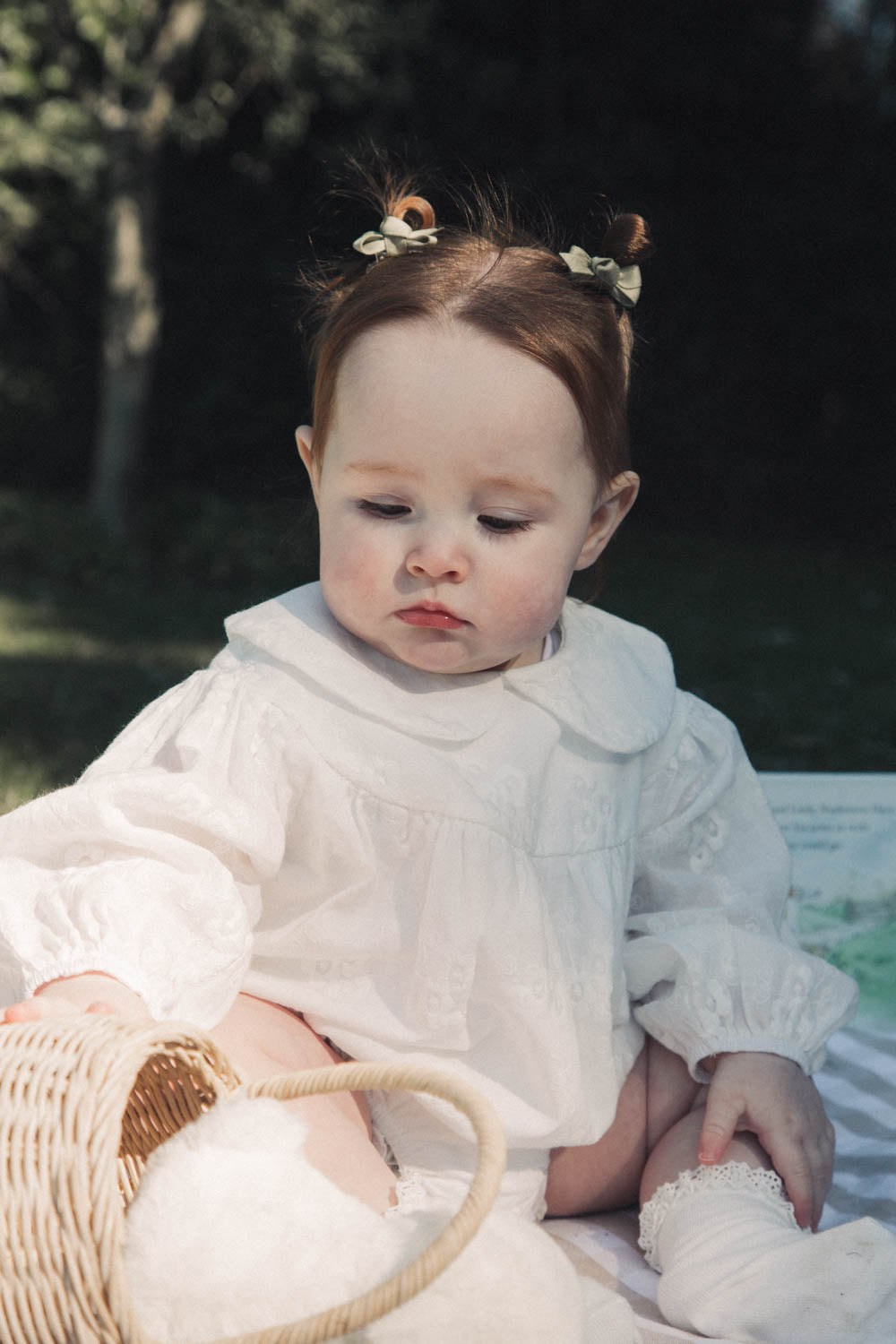 White/Embroidered Long Sleeve Romper