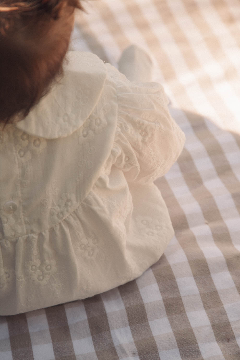 White/Embroidered Long Sleeve Romper