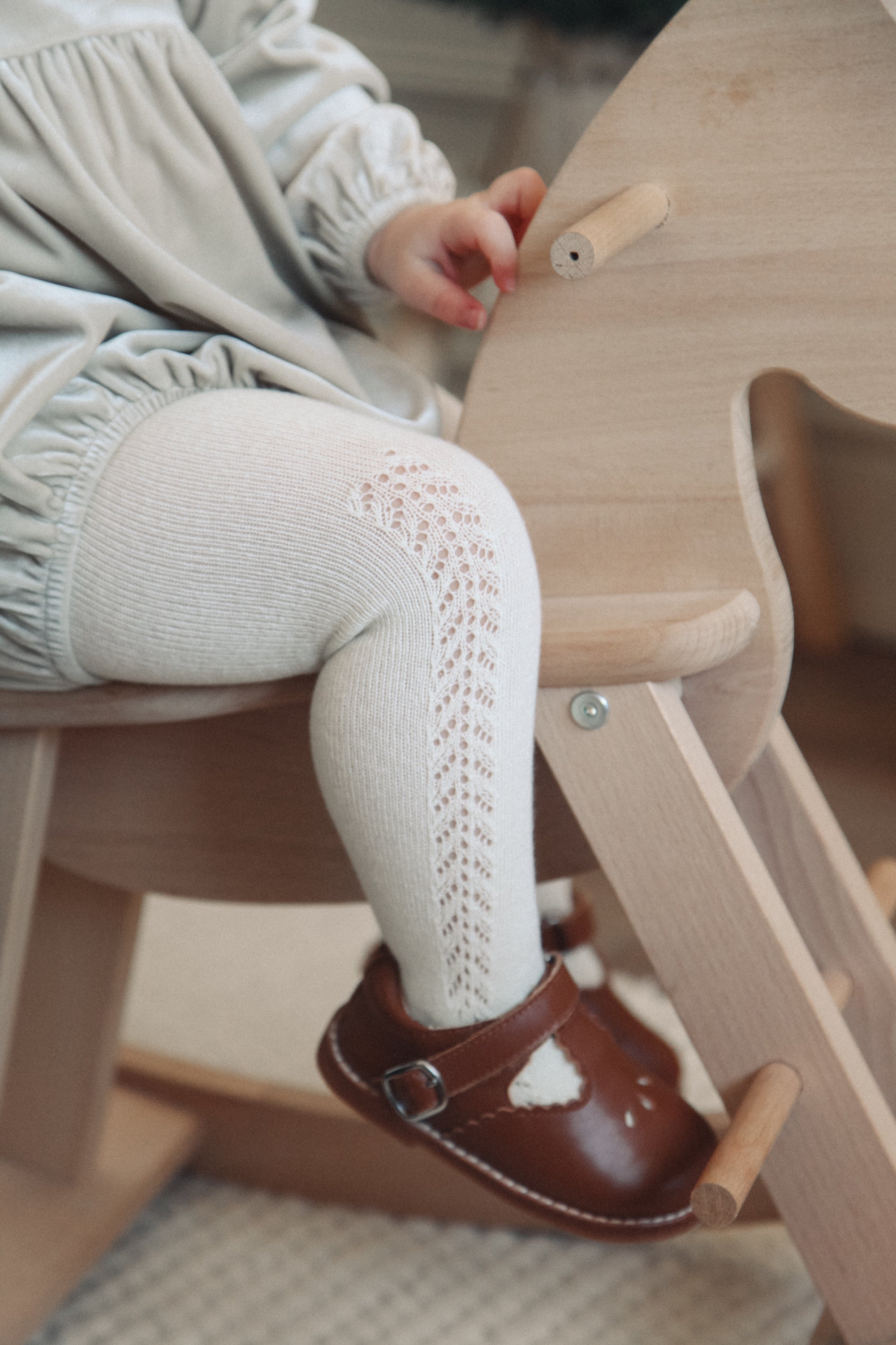 Cream Soft Side Openwork Tights