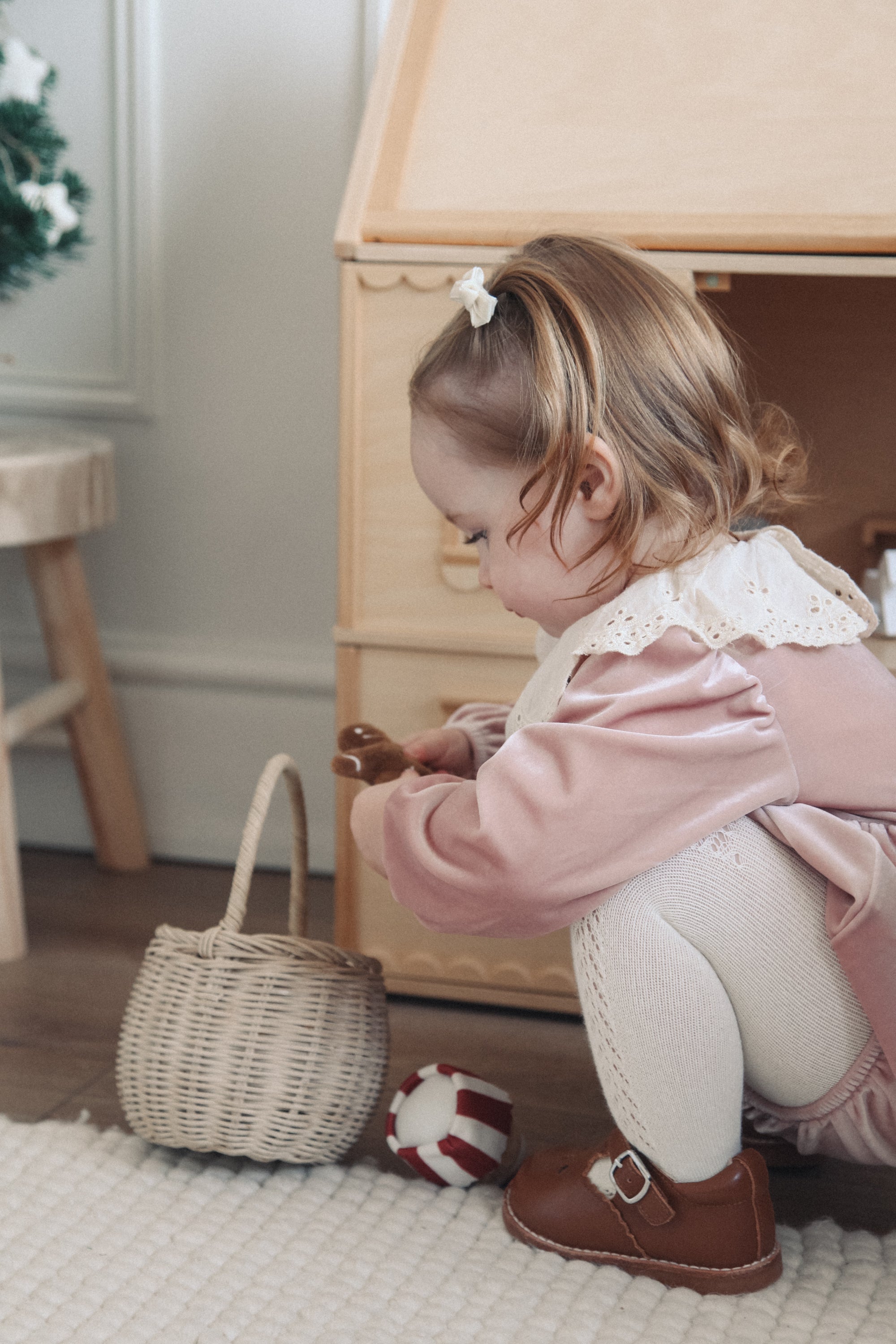 Dusky Pink/Velvet Petal Embroidered Collar Romper