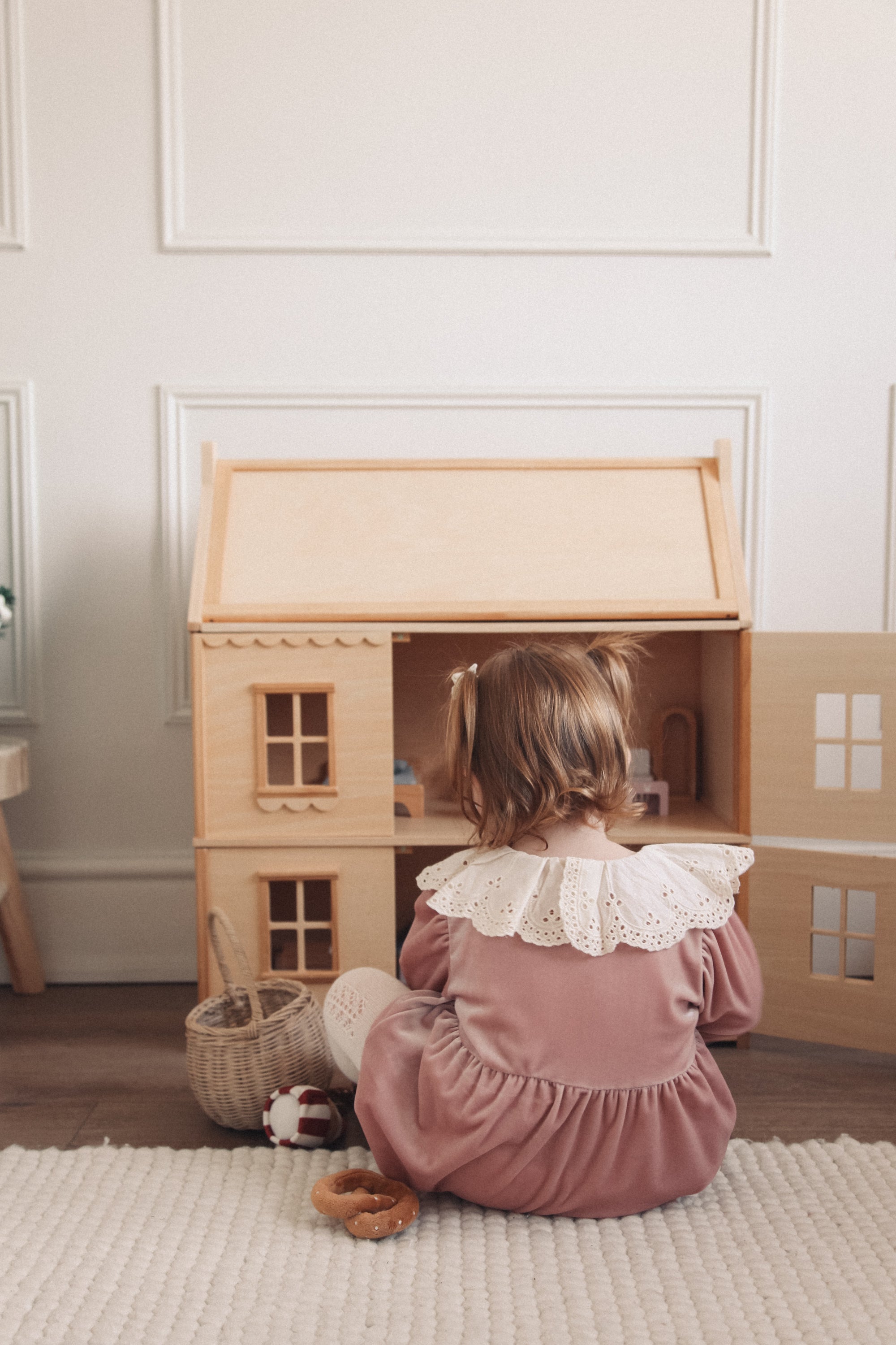Dusky Pink/Velvet Petal Embroidered Collar Romper