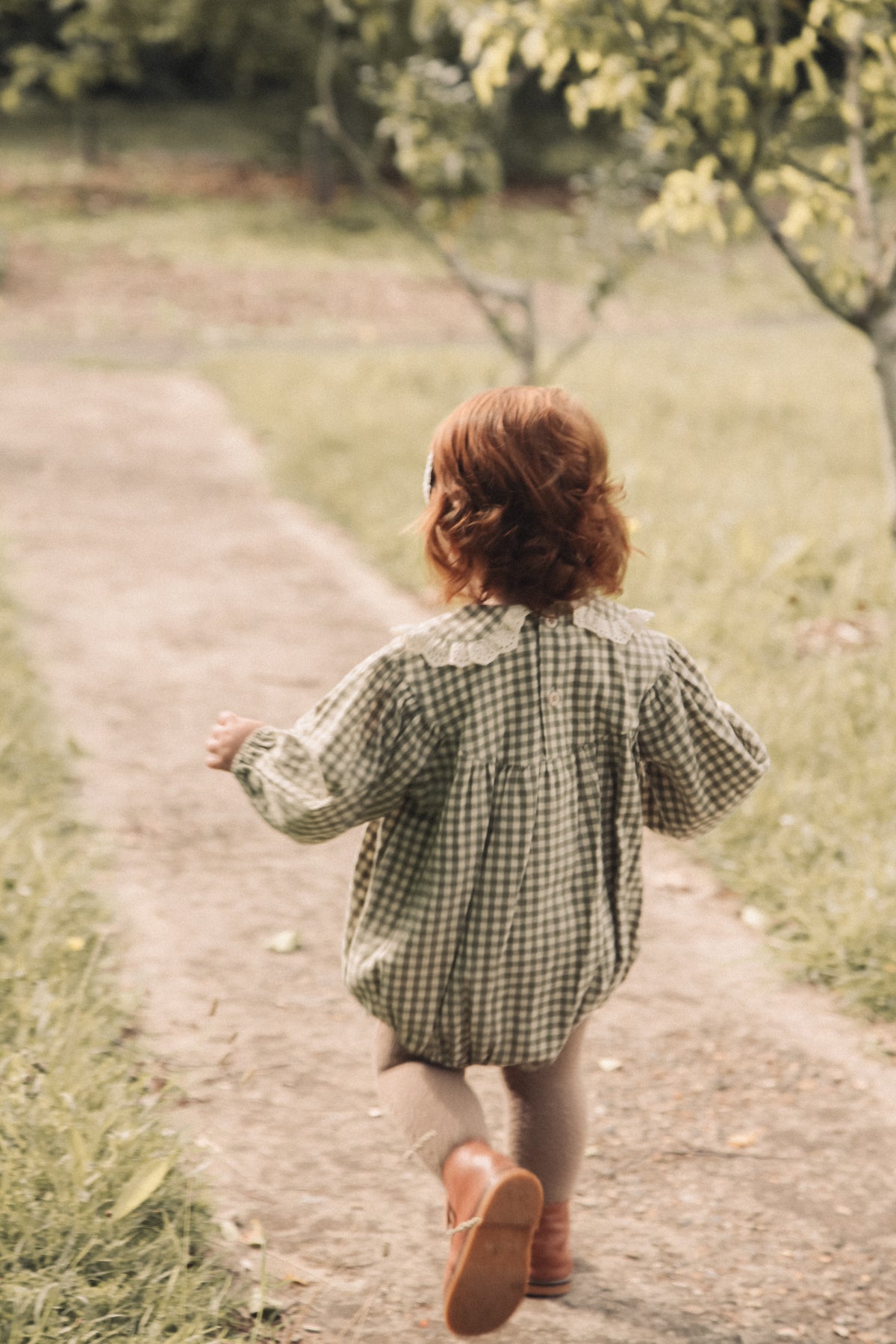 Sage Green/Gingham Frill Collar Romper