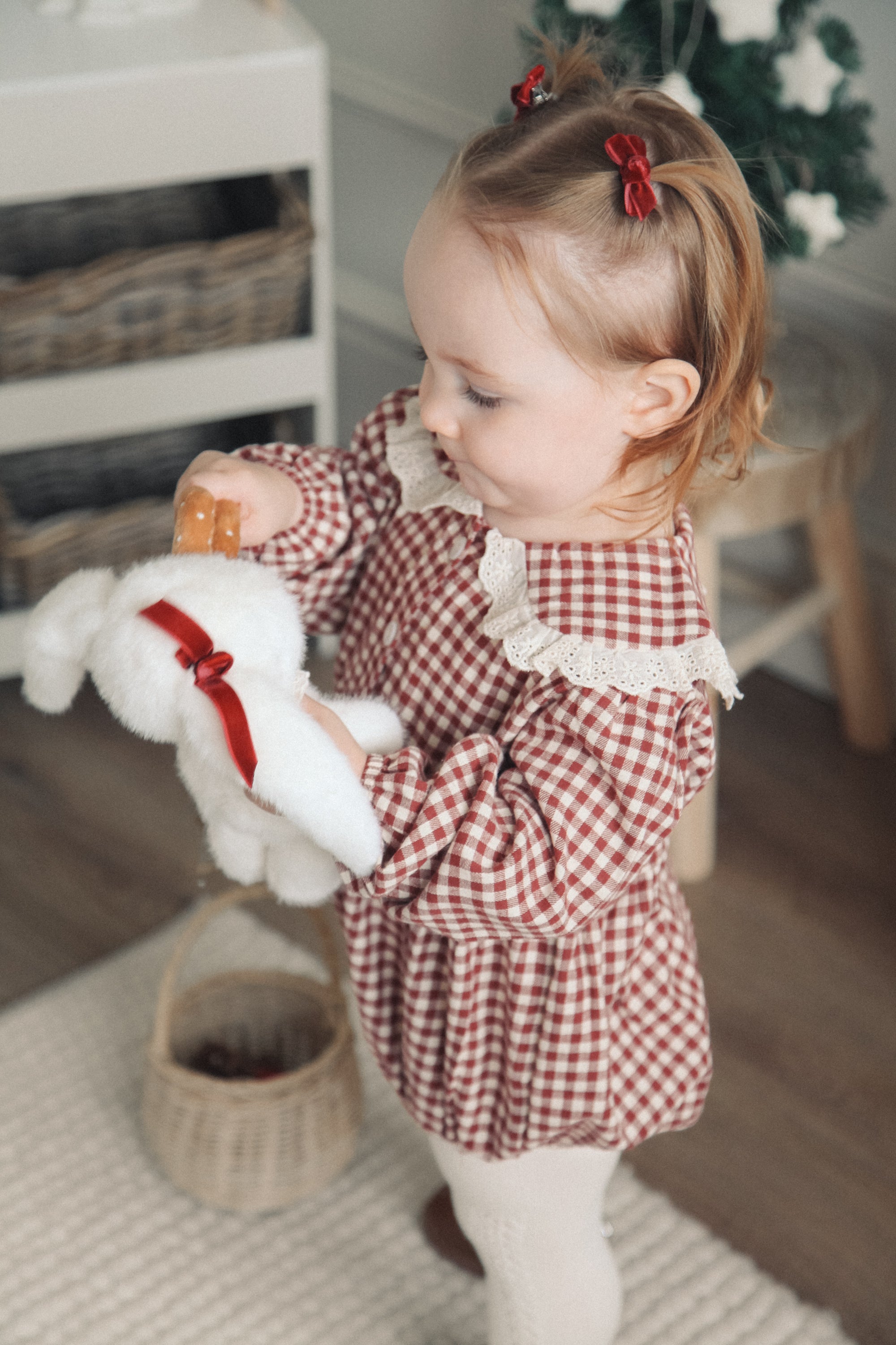 PRE-ORDER Berry/Gingham Oversized Frill Collar Romper