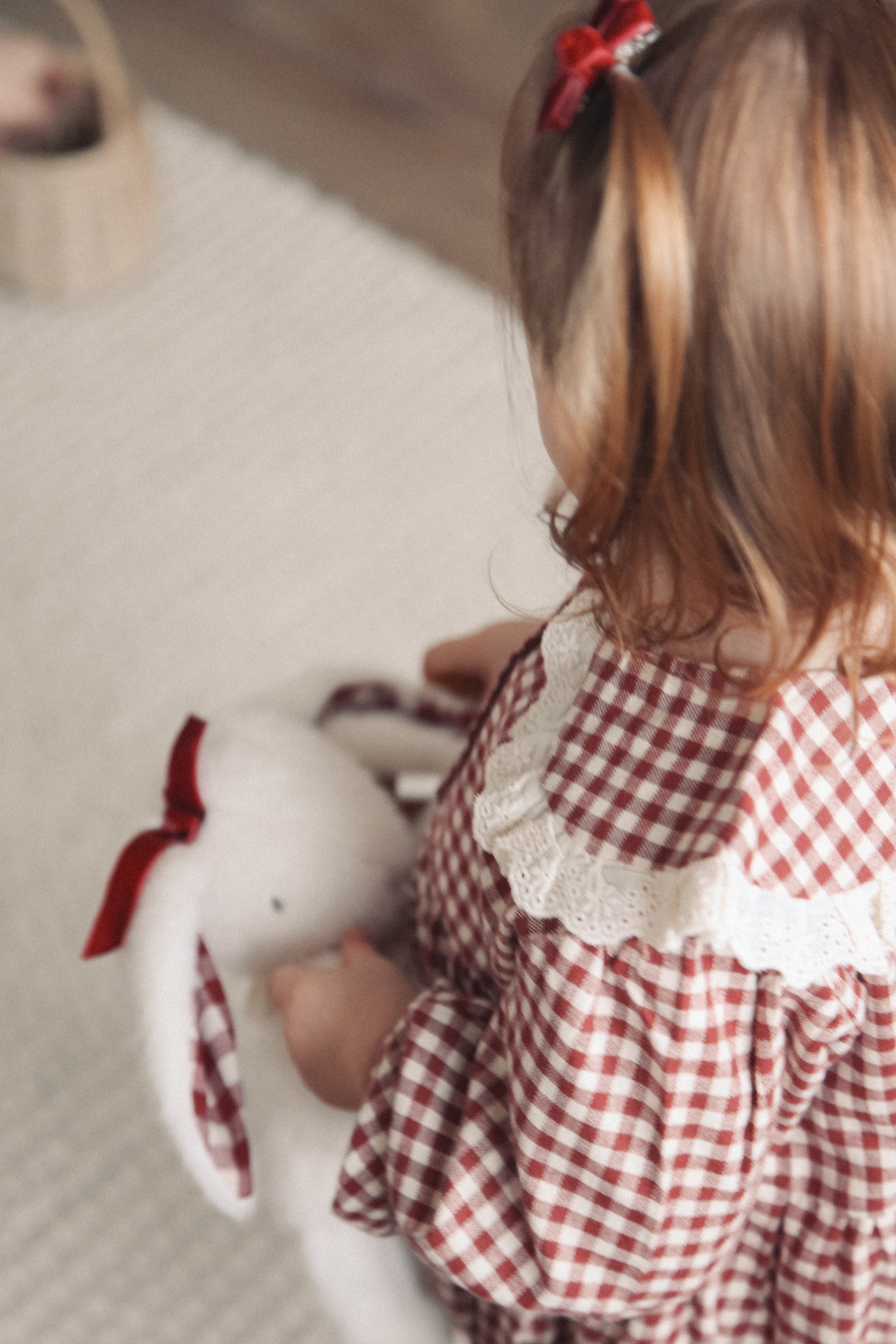 Berry/Gingham Oversized Frill Collar Romper