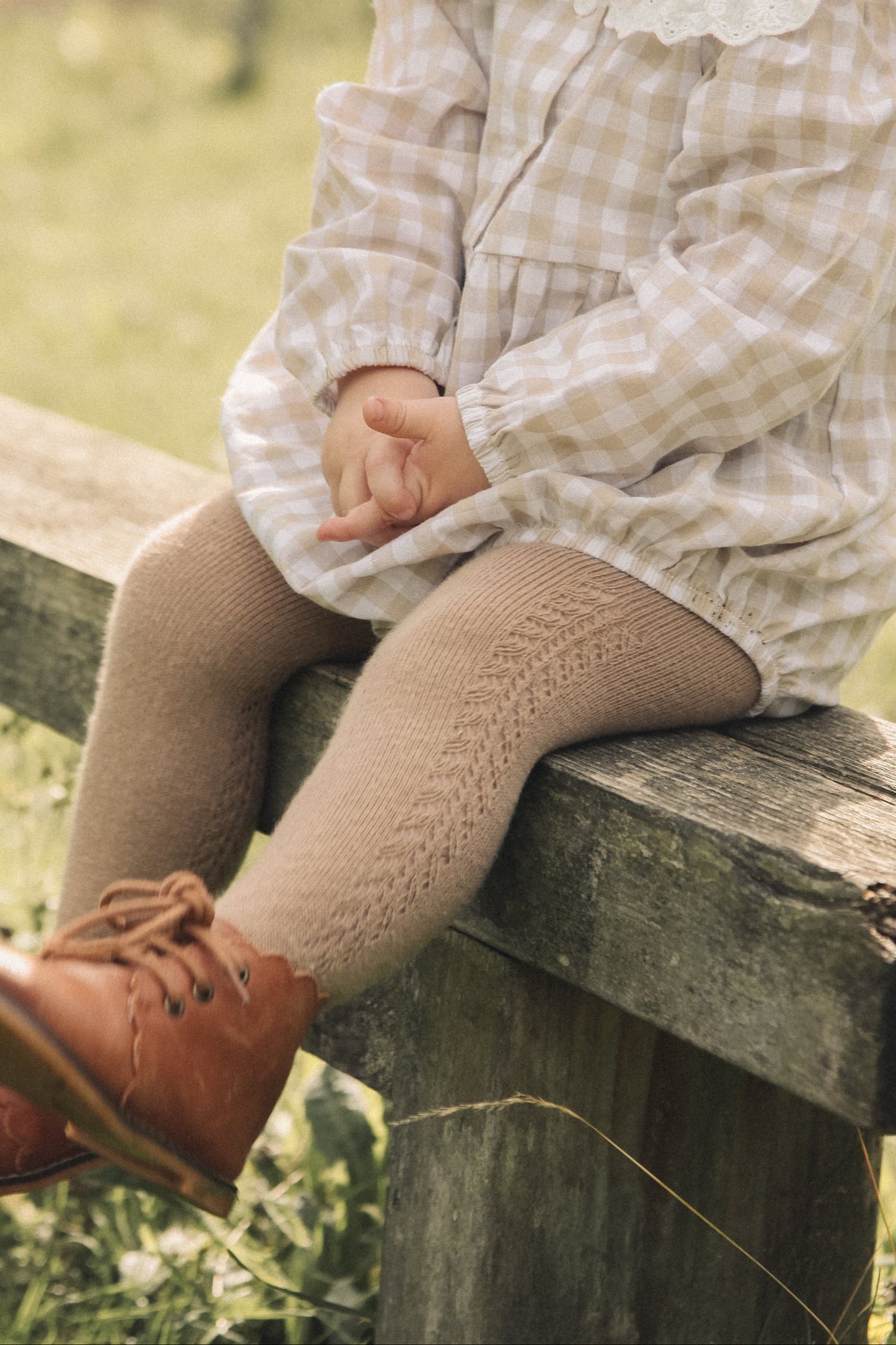 Dark Beige Soft Side Openwork Tights