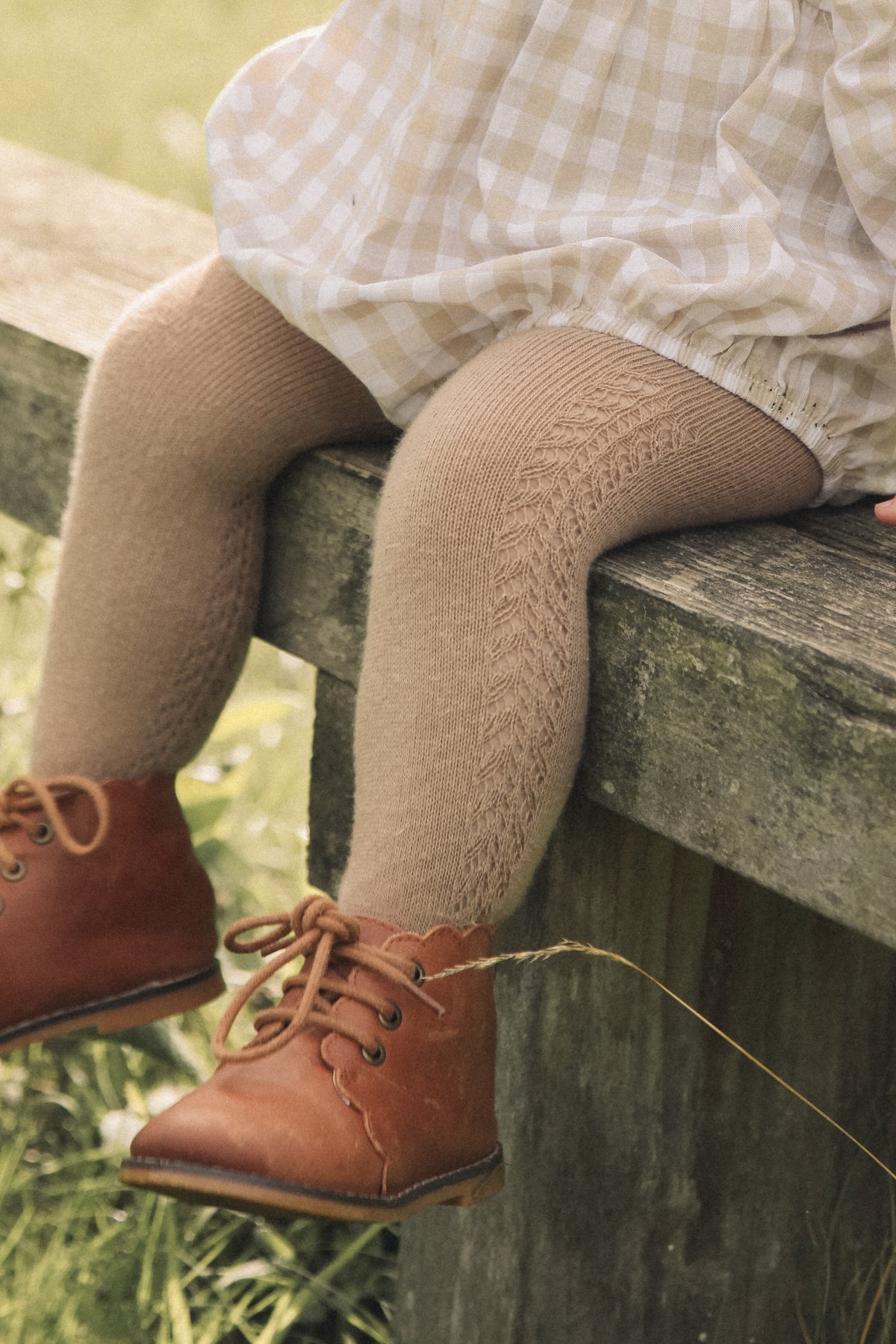 Dark Beige Soft Side Openwork Tights