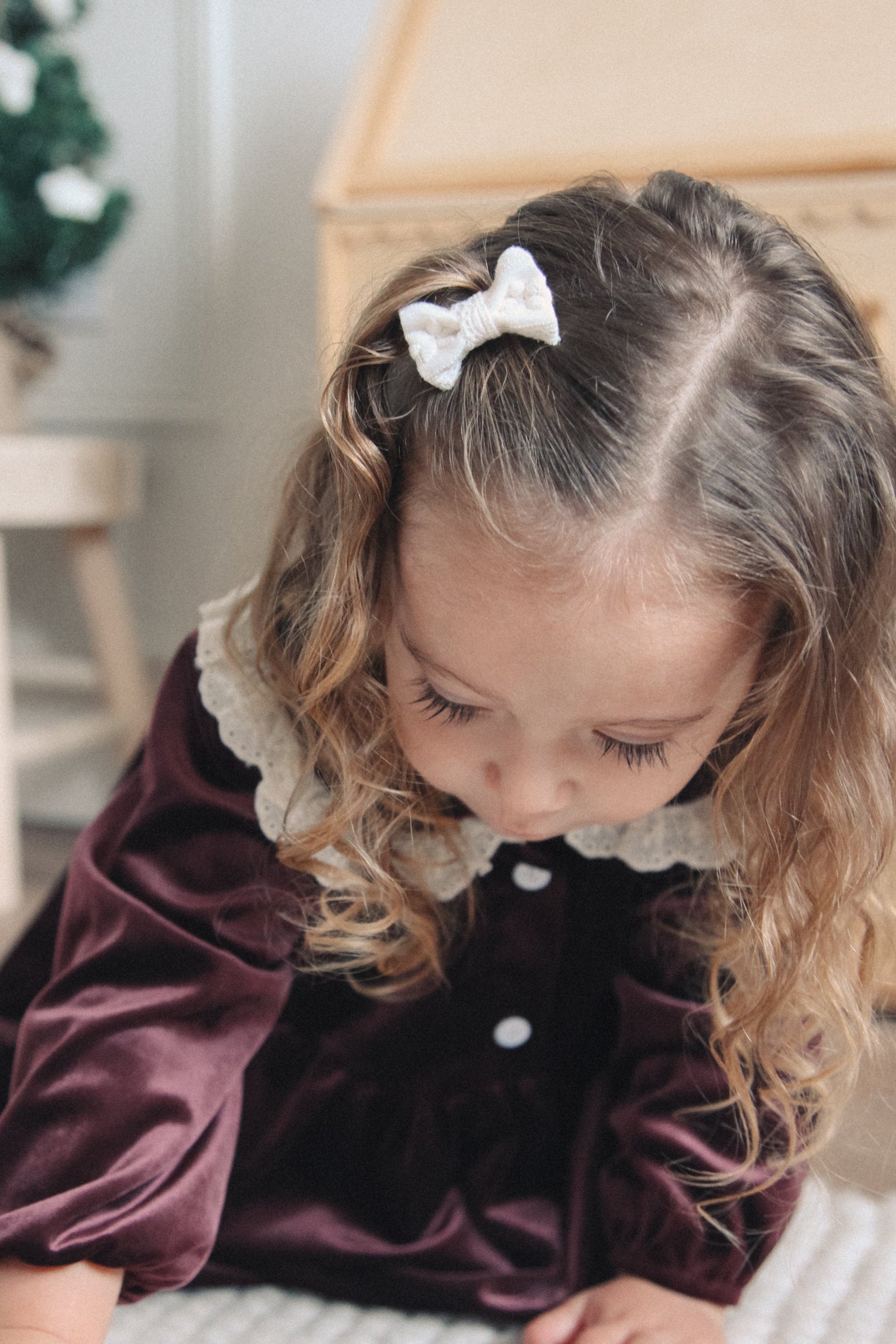 Cotton/Embroidered Small Bow Slides (2 pack)