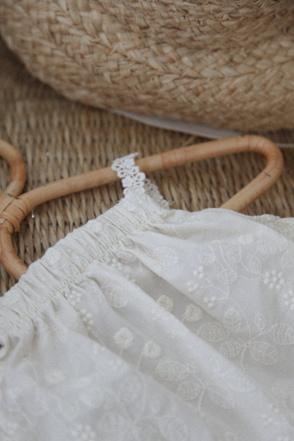 Cream Embroidered Crochet Lace Strap Blouse