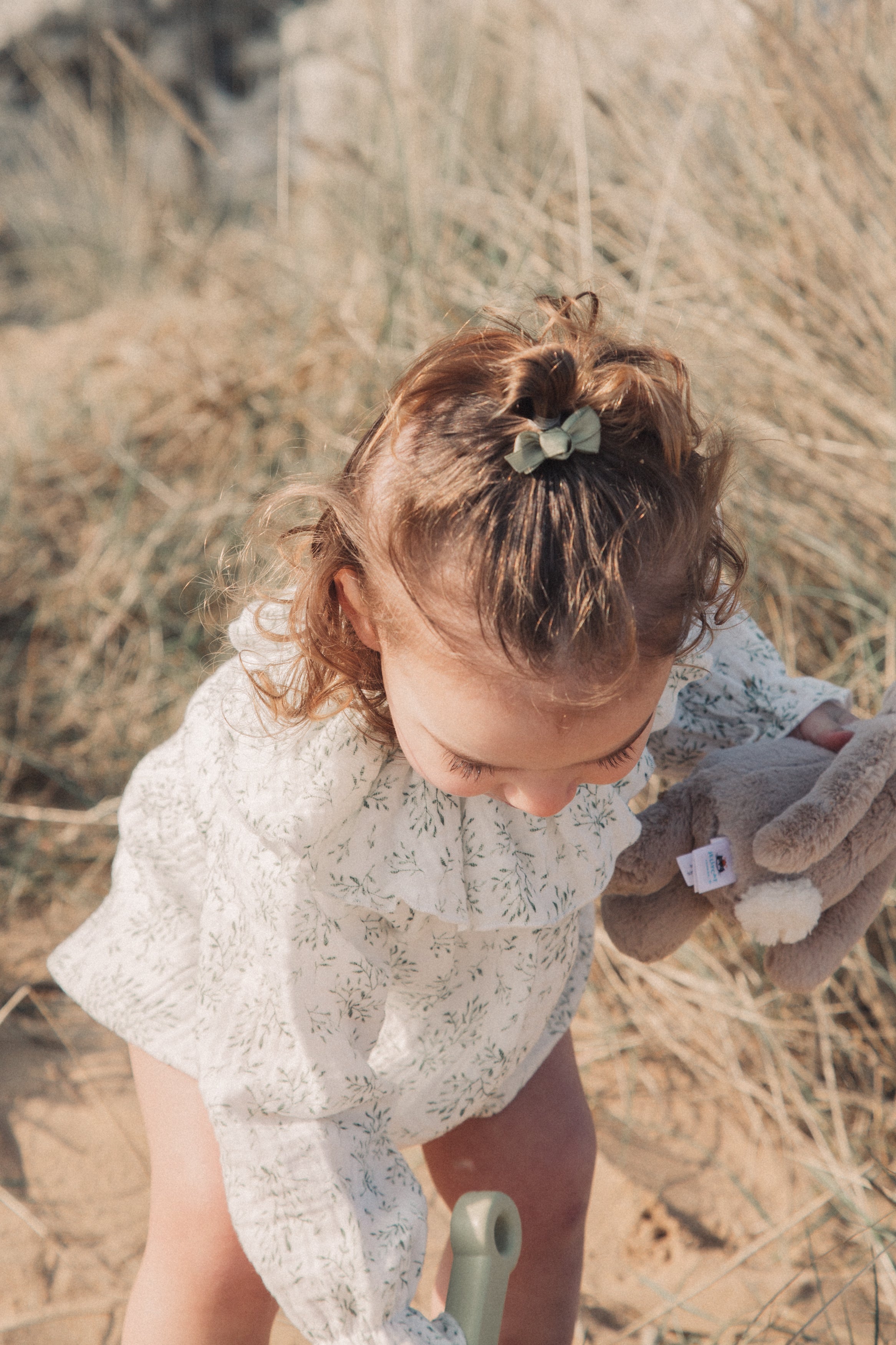Olive Leaves/Muslin Frill Collar Romper
