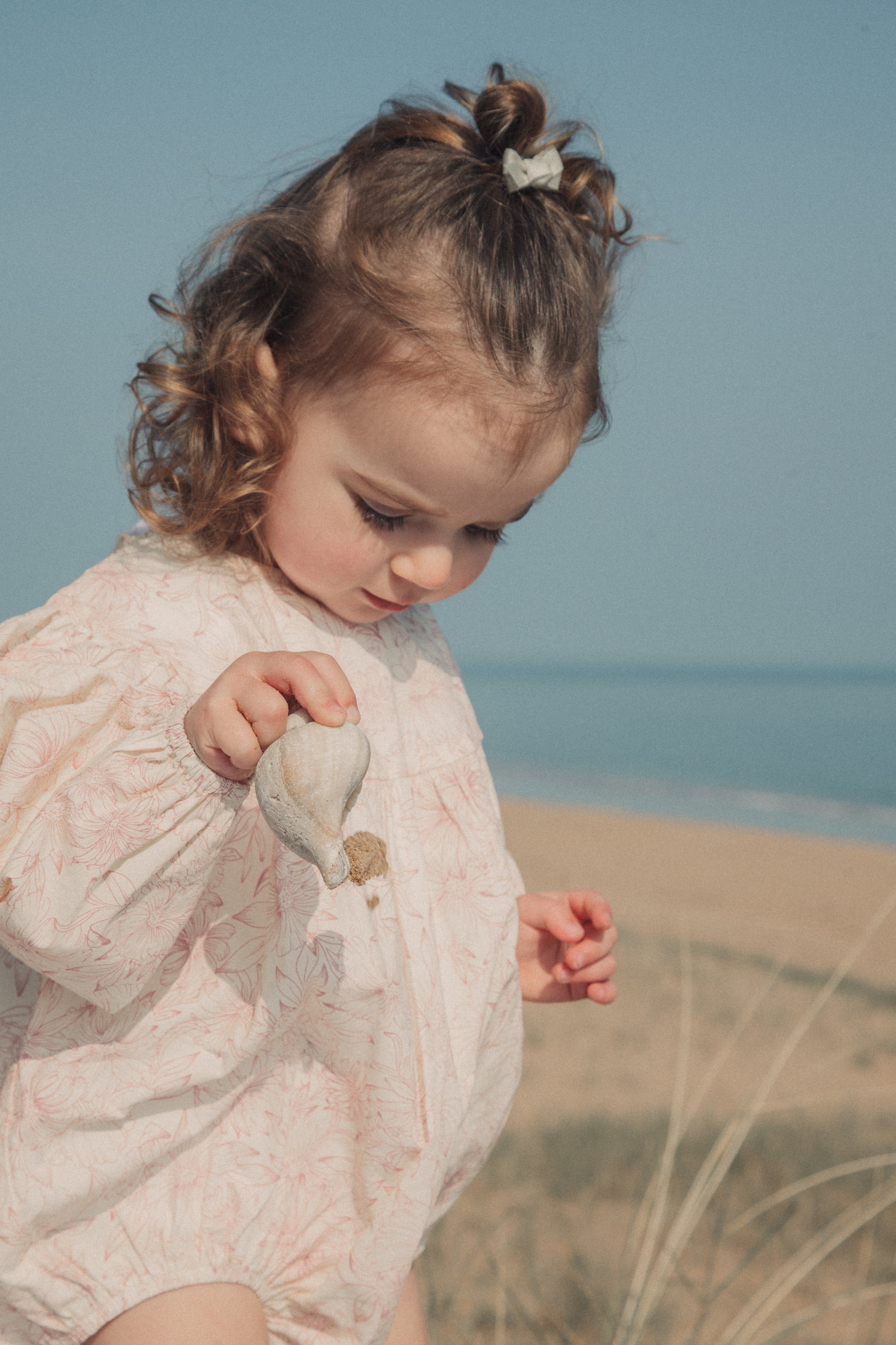 Pink/Toile Floral Long Puff Sleeve Romper