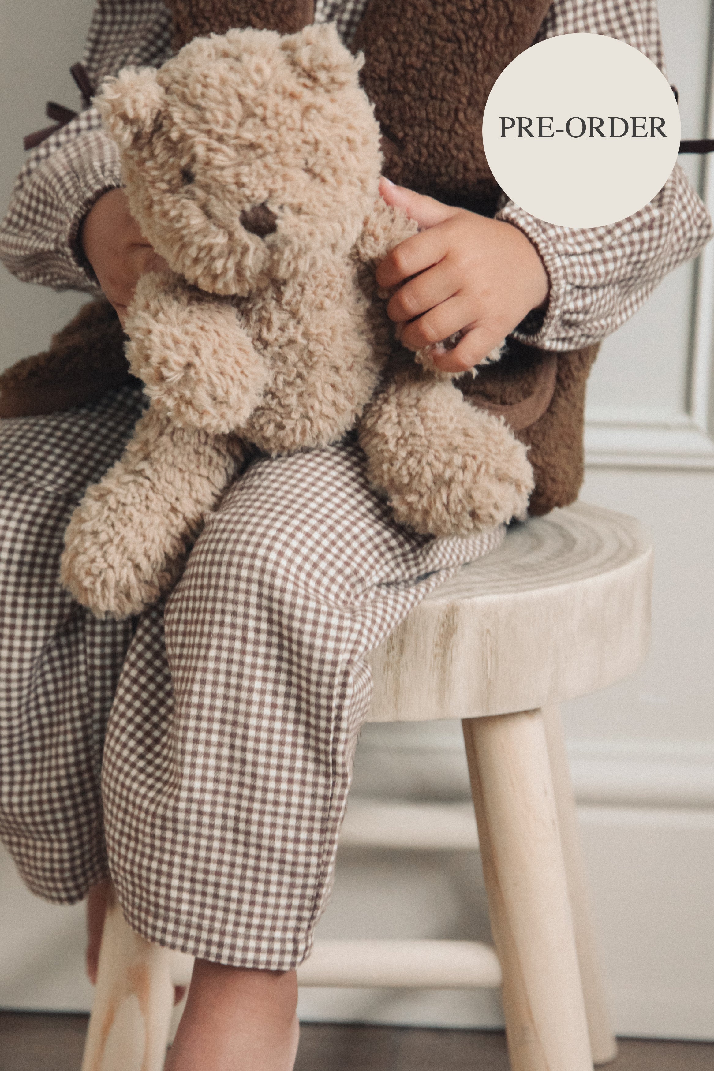 PRE-ORDER Unisex Brown/Gingham Brushed Cotton Wide Leg Trousers