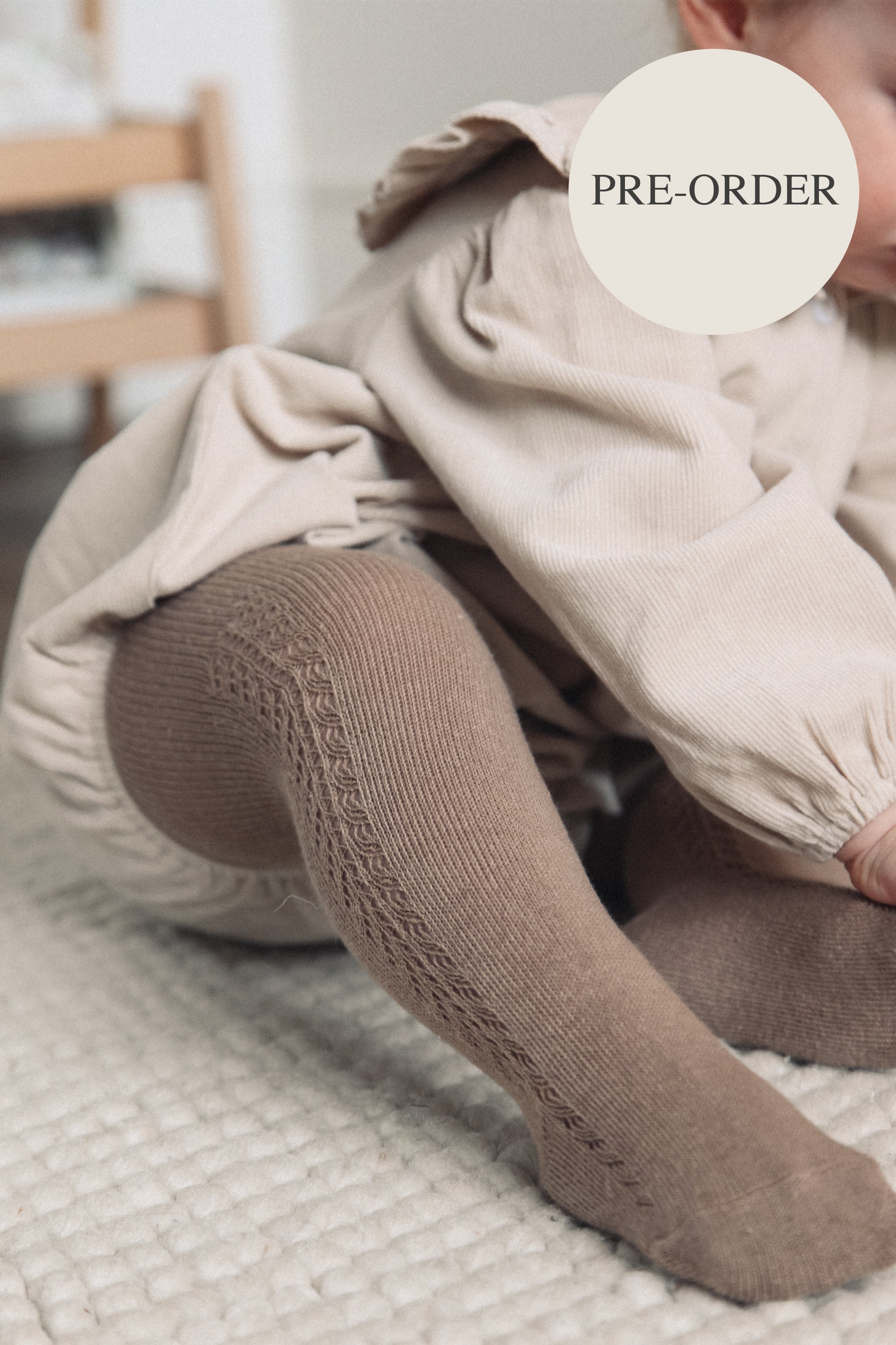 PRE-ORDER Dark Beige Soft Side Openwork Tights