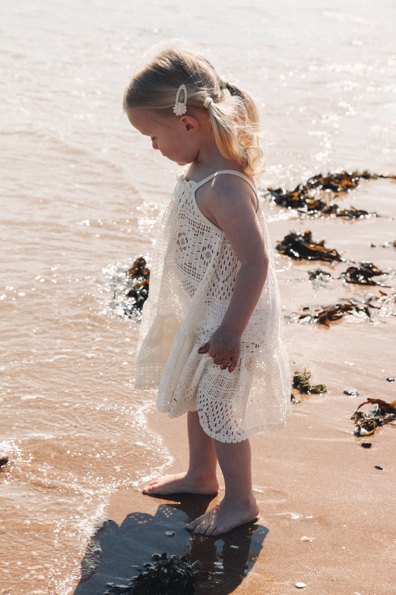 Cream Openwork Frill Beach Dress