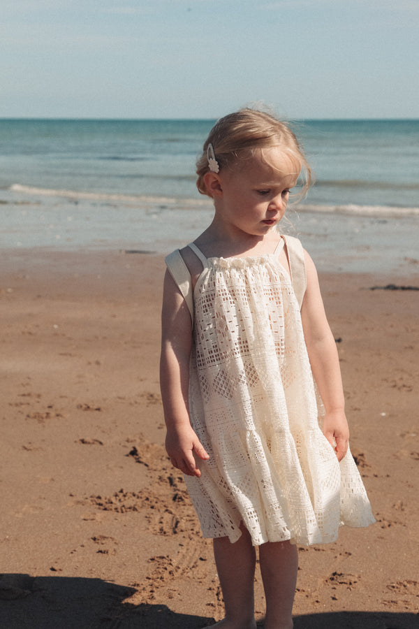 Cream Openwork Frill Beach Dress