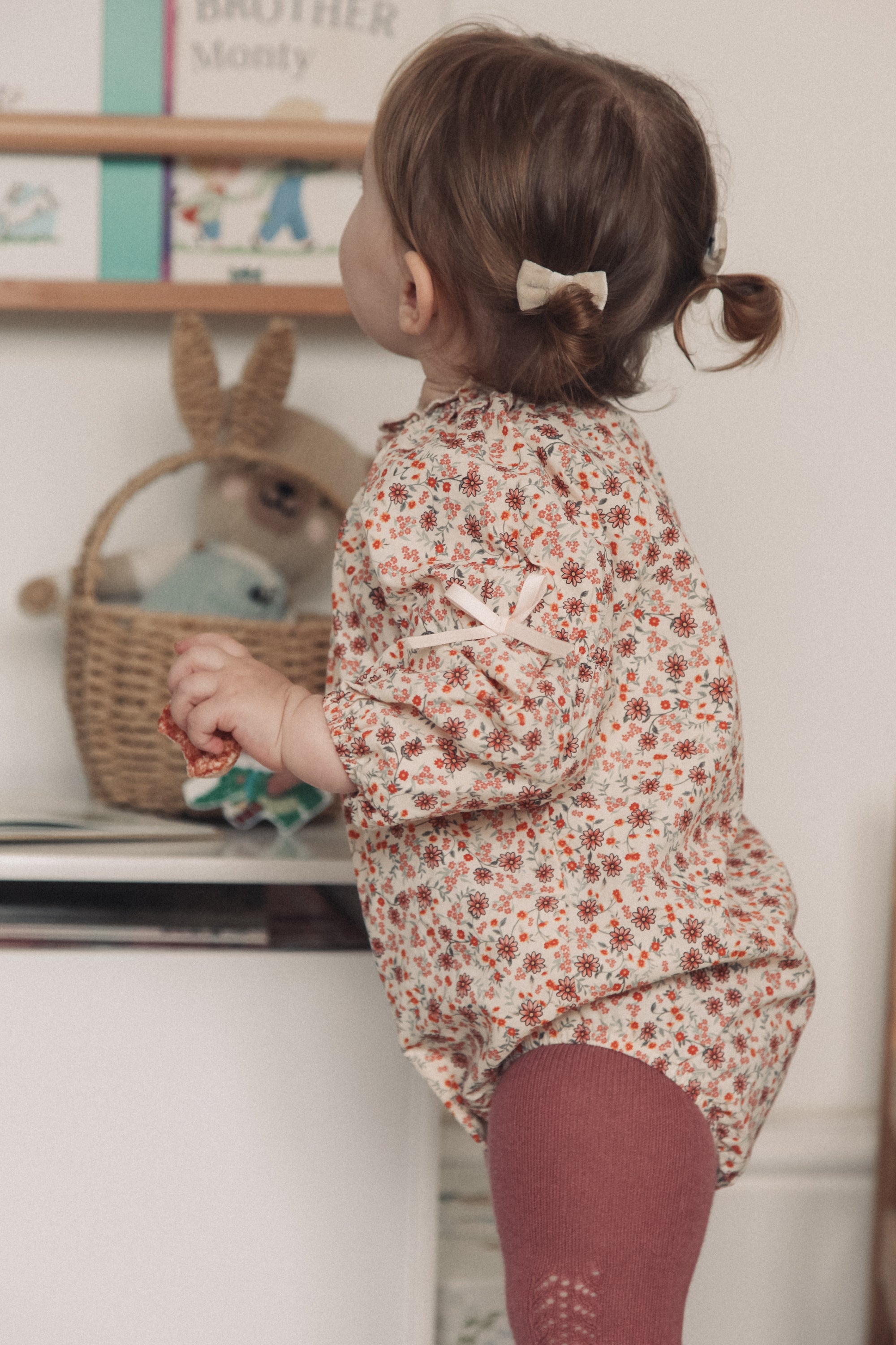 Autumn Floral/Bow Long Sleeve Romper