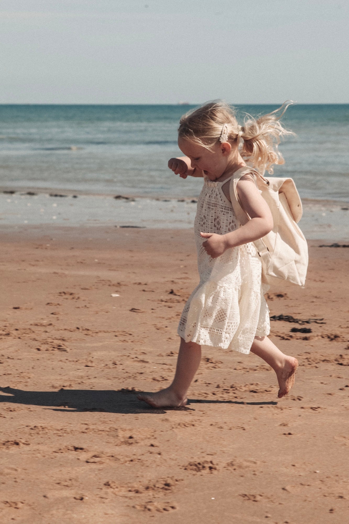 Cream Openwork Frill Beach Dress