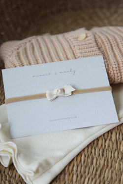 Dainty Mini Bow Headband in Cream