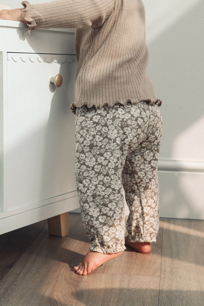 Cotton Brown/Floral Trouser