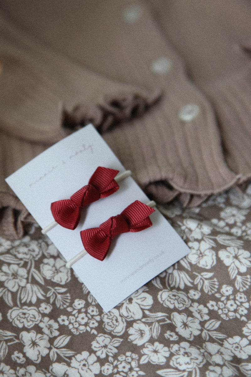 Berry Red Ponytail Velvet Bow Hairbands (2 pack)