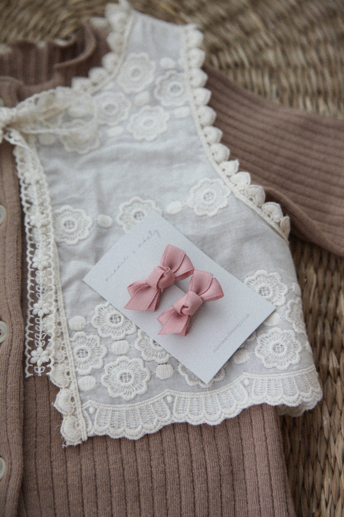 Dusky Pink Mini Bow Clips