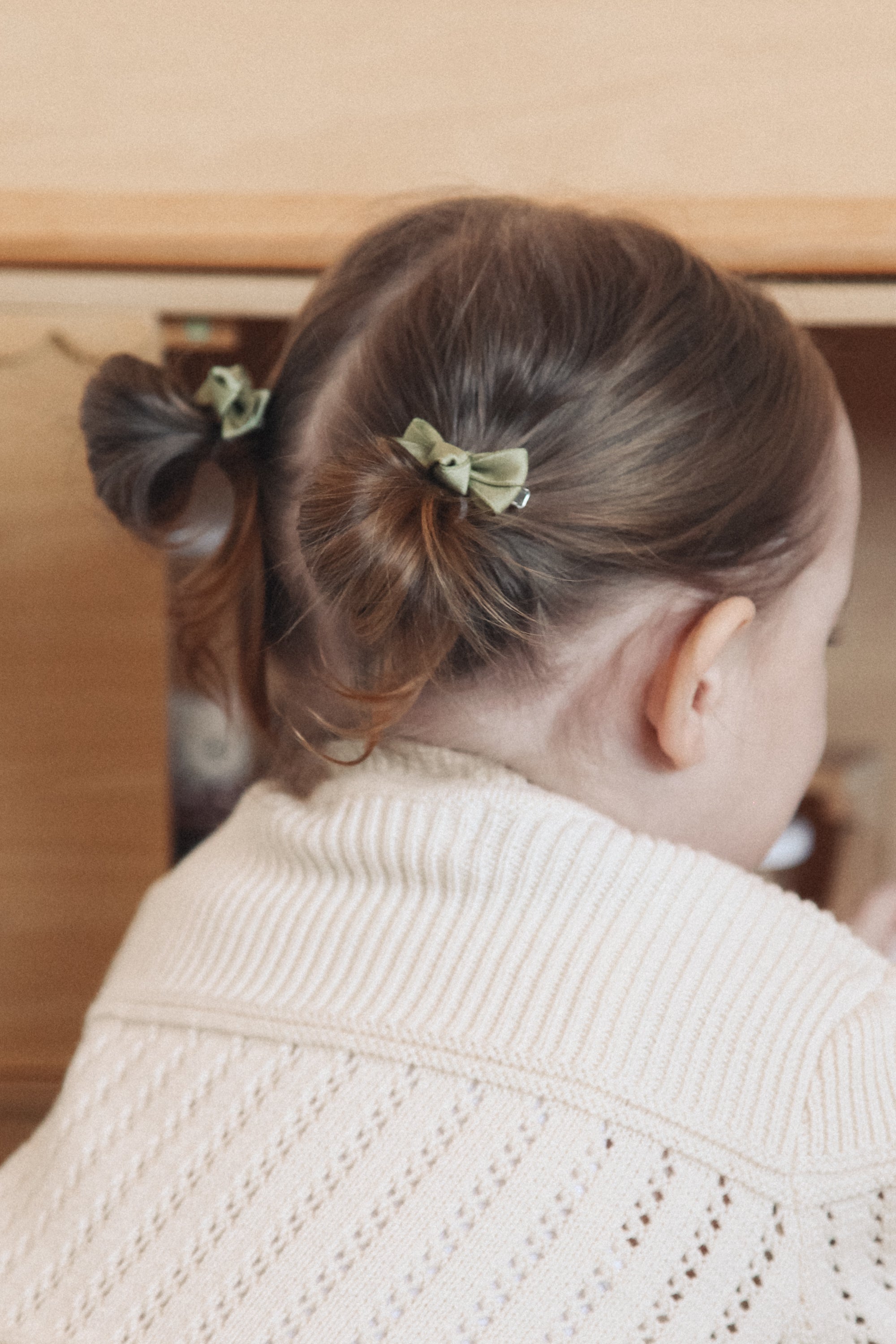 Dainty Mini Bow Clips in Olive