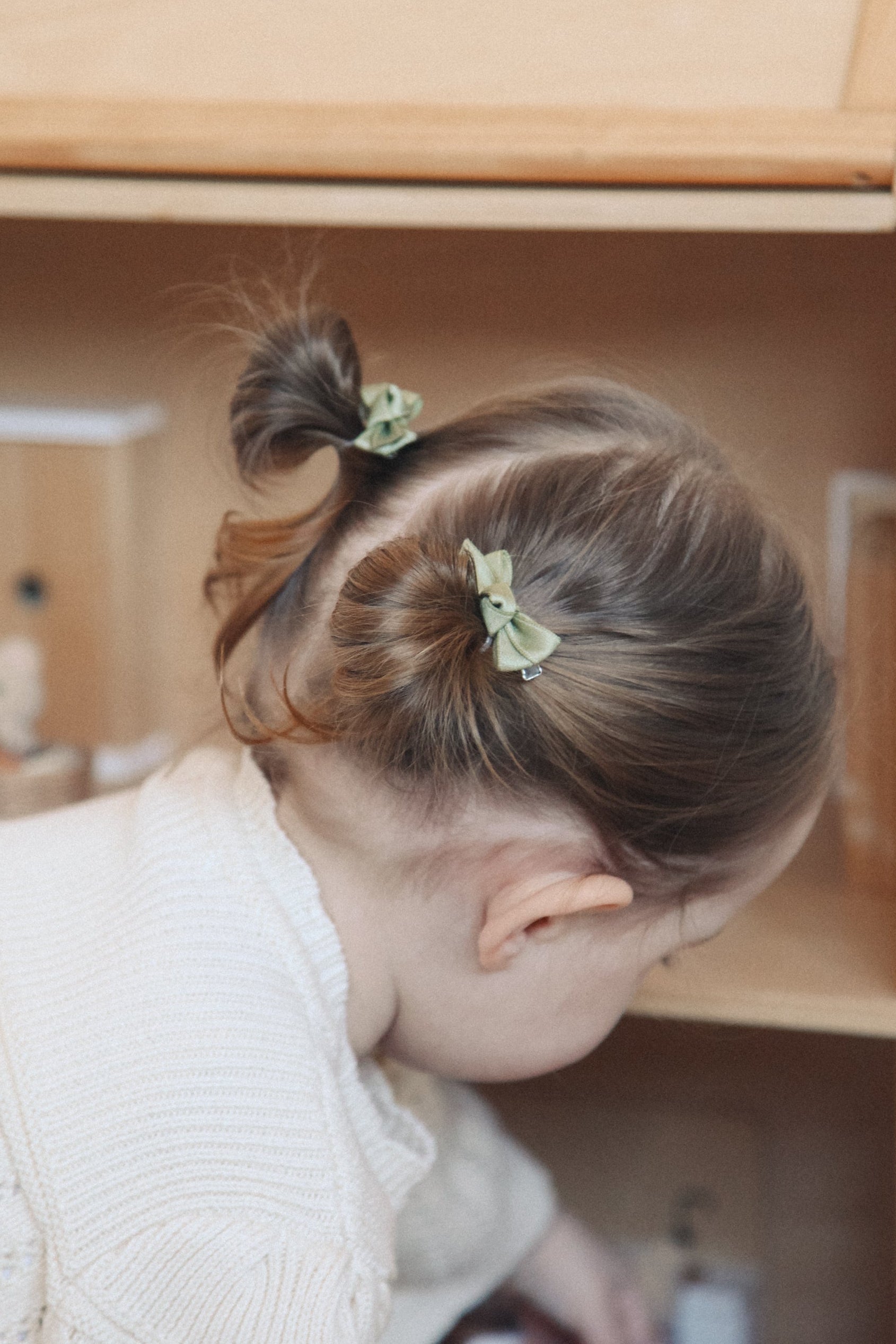 Dainty Mini Bow Clips in Olive