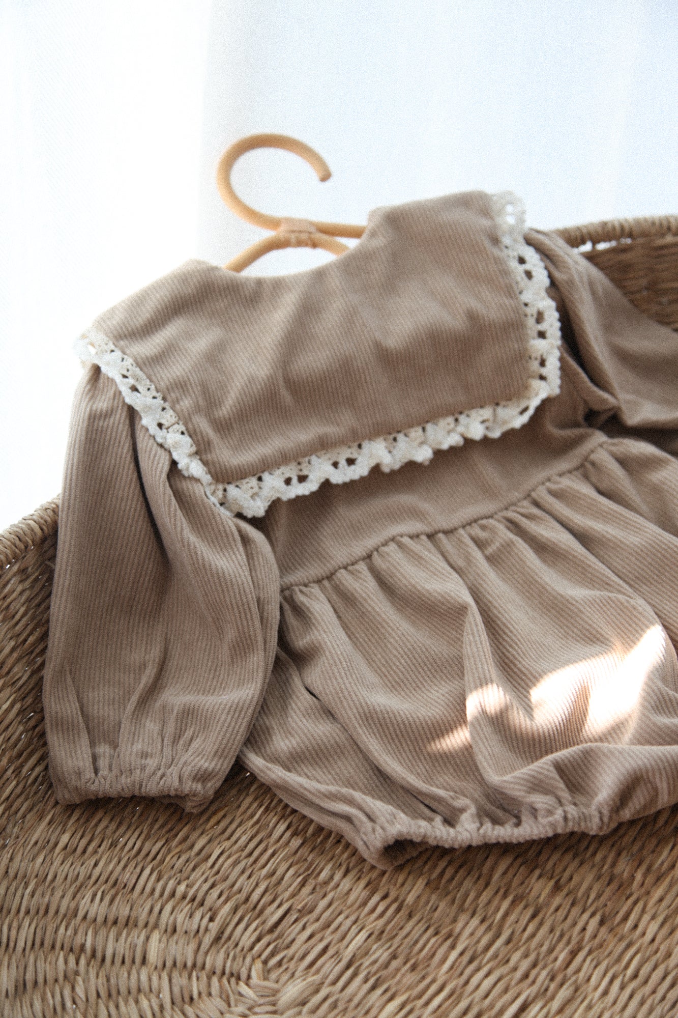 Brown Corduroy Oversized Collar Romper