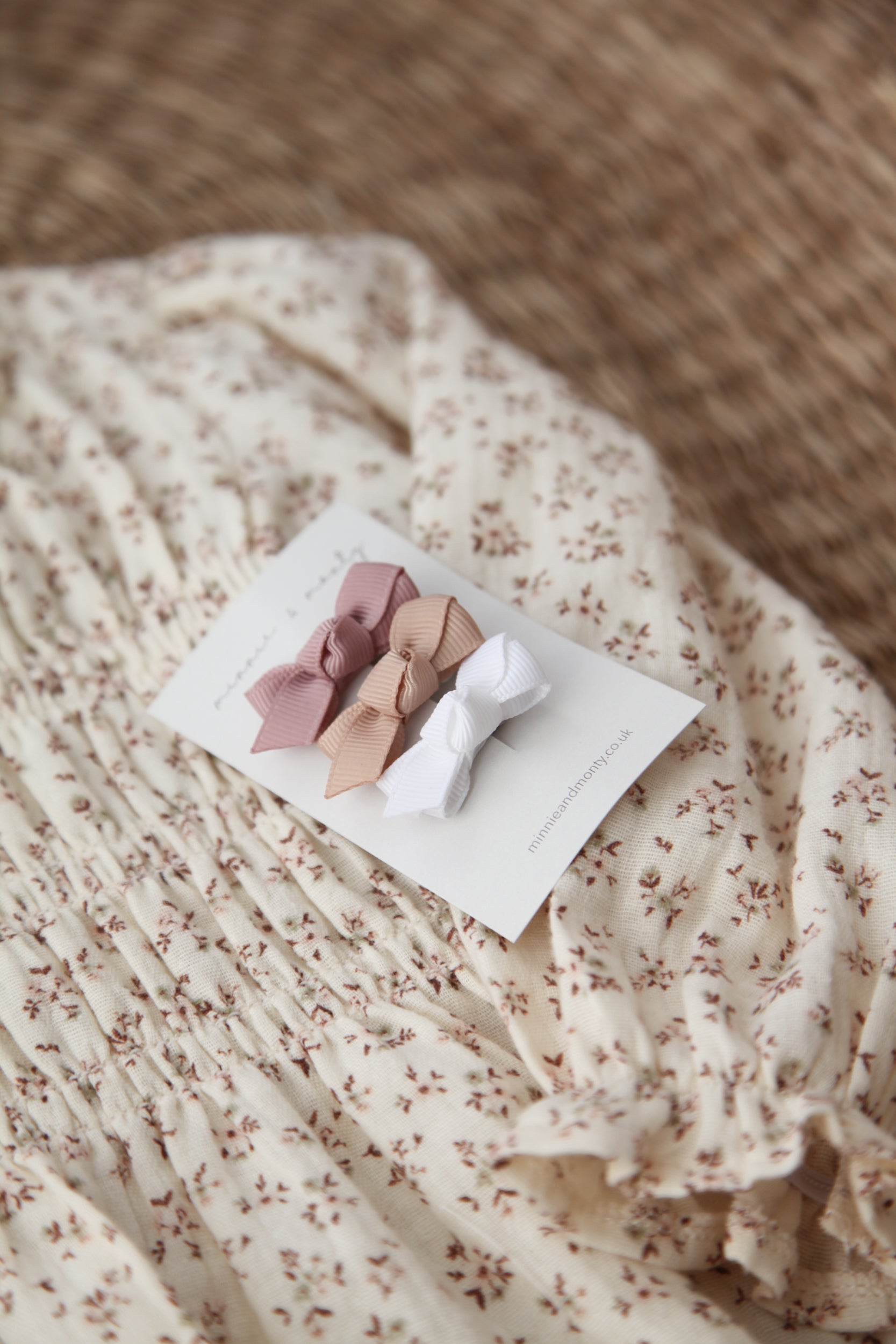 Dainty Mini Bow Clips - Blush Pink Trio