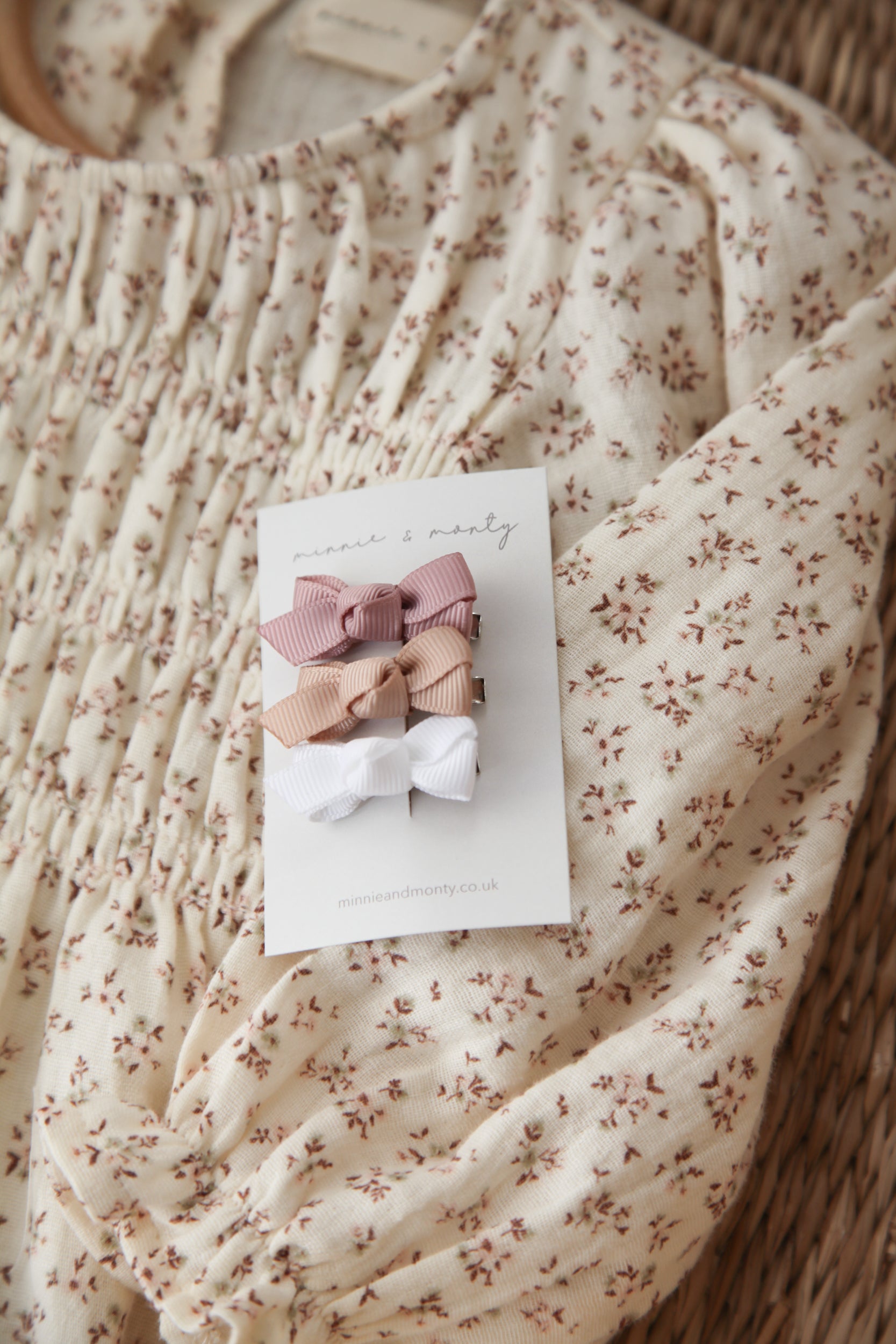 Dainty Mini Bow Clips - Blush Pink Trio